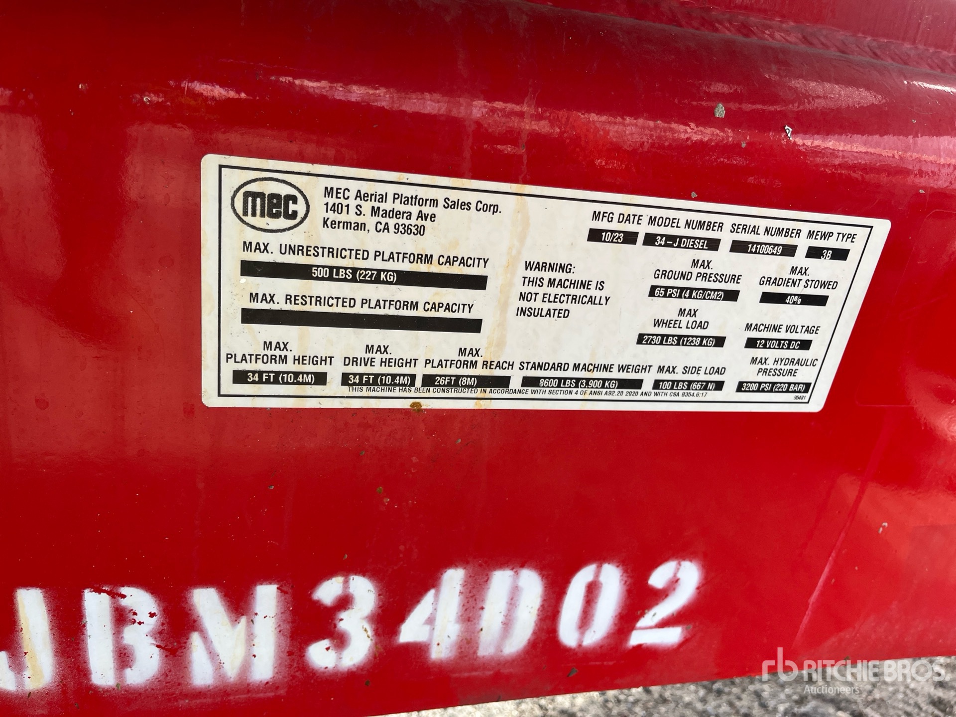 General Appearance with Serial Number / VIN