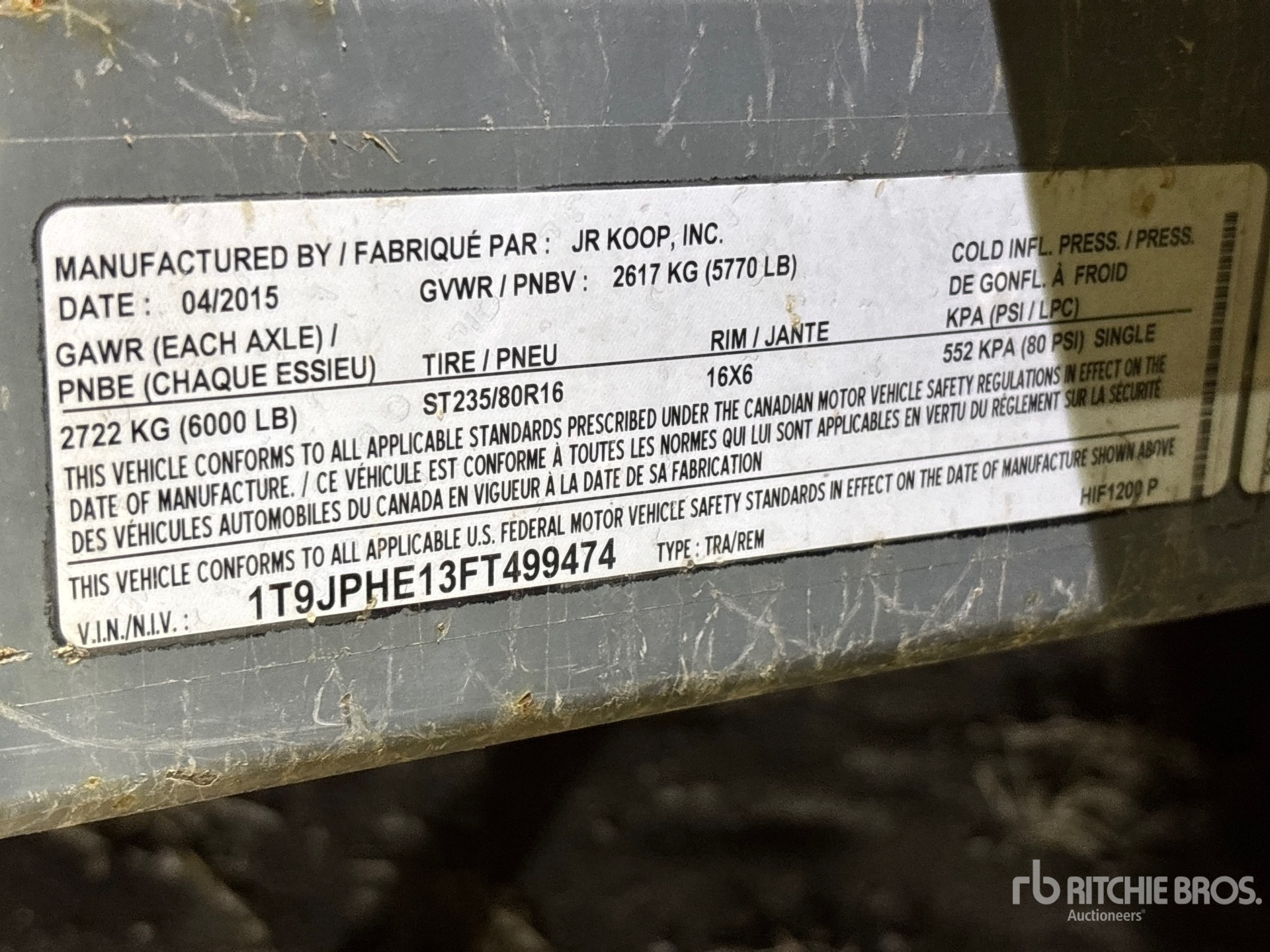 General Appearance with Serial Number / VIN