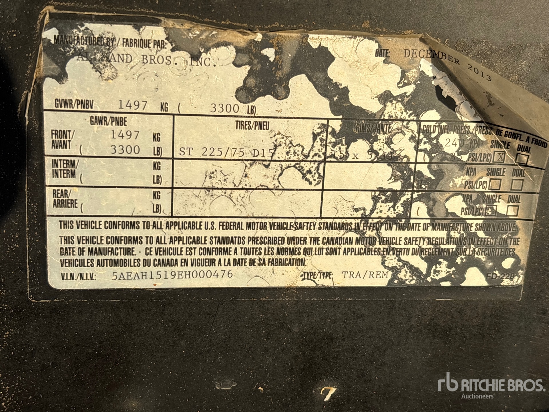 General Appearance with Serial Number / VIN