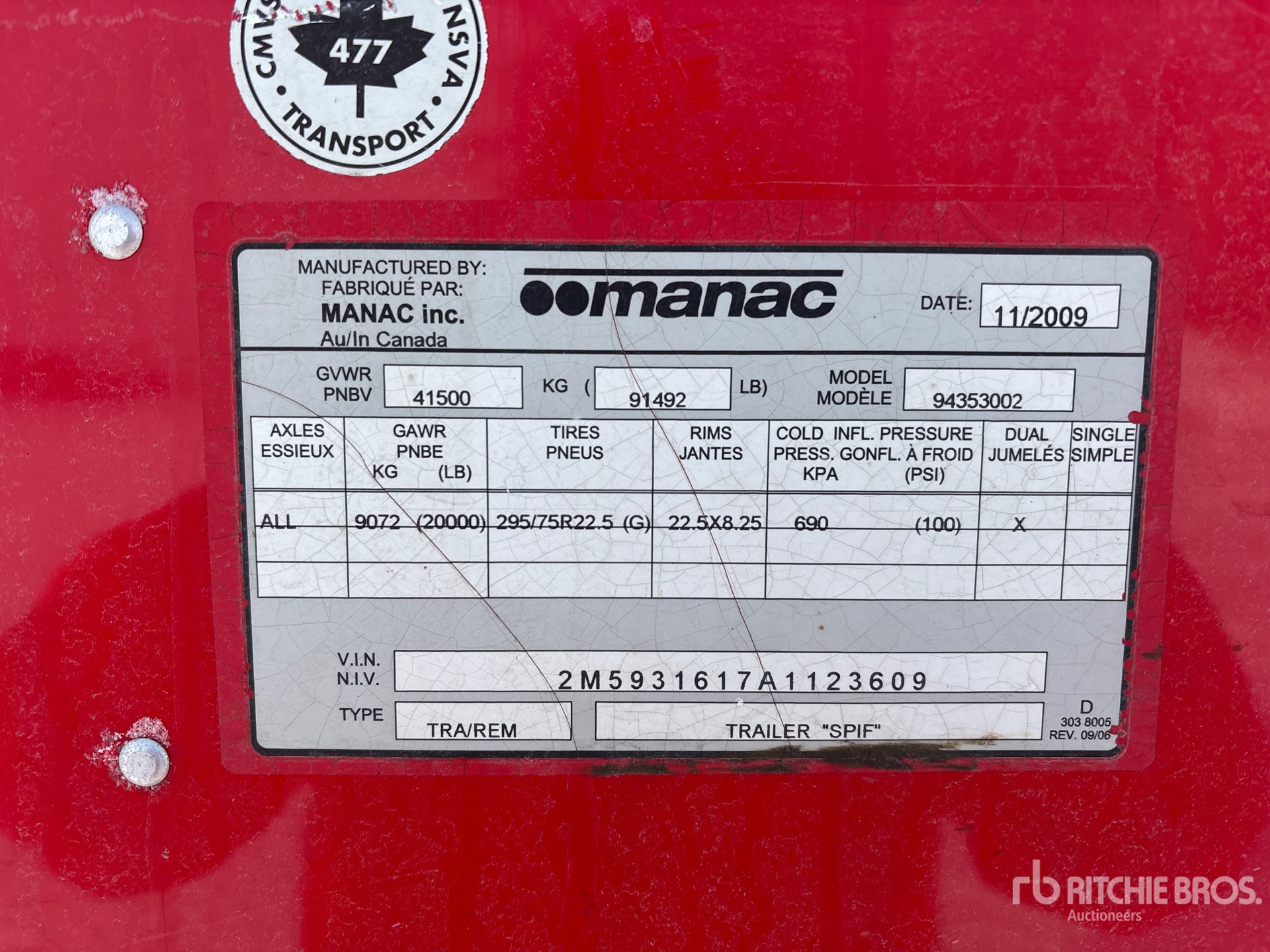 General Appearance with Serial Number / VIN