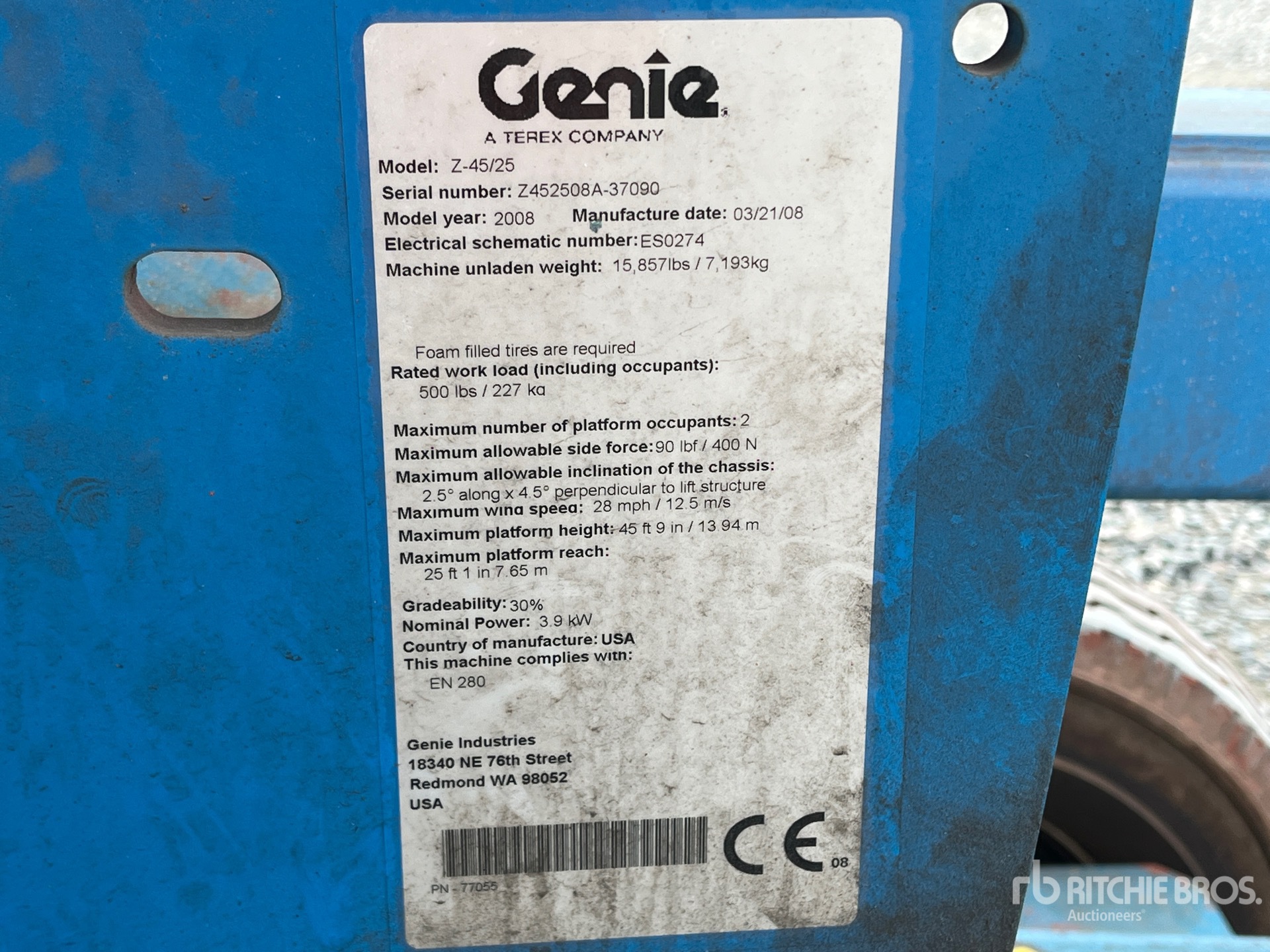 General Appearance with Serial Number / VIN