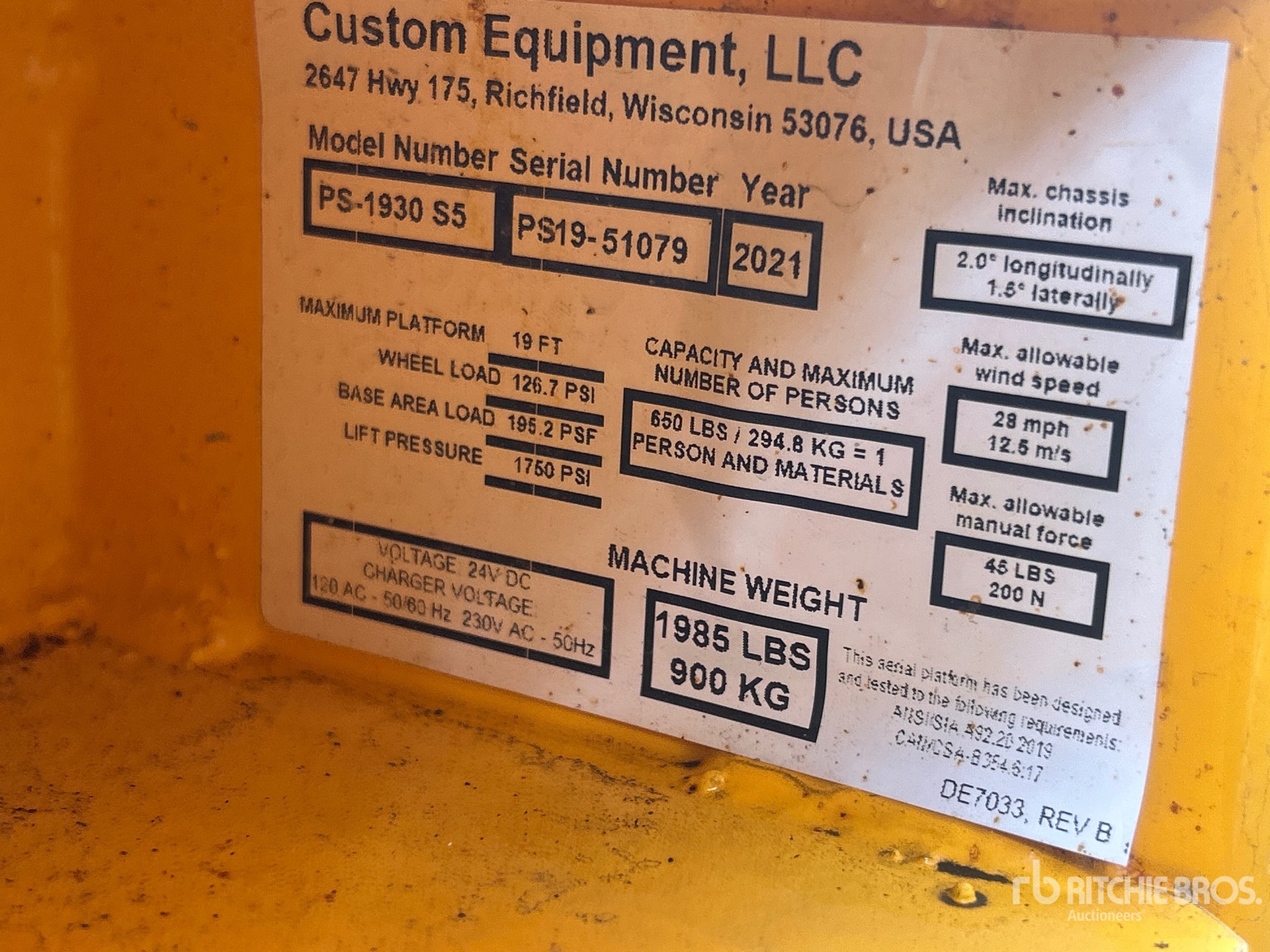 General Appearance with Serial Number / VIN