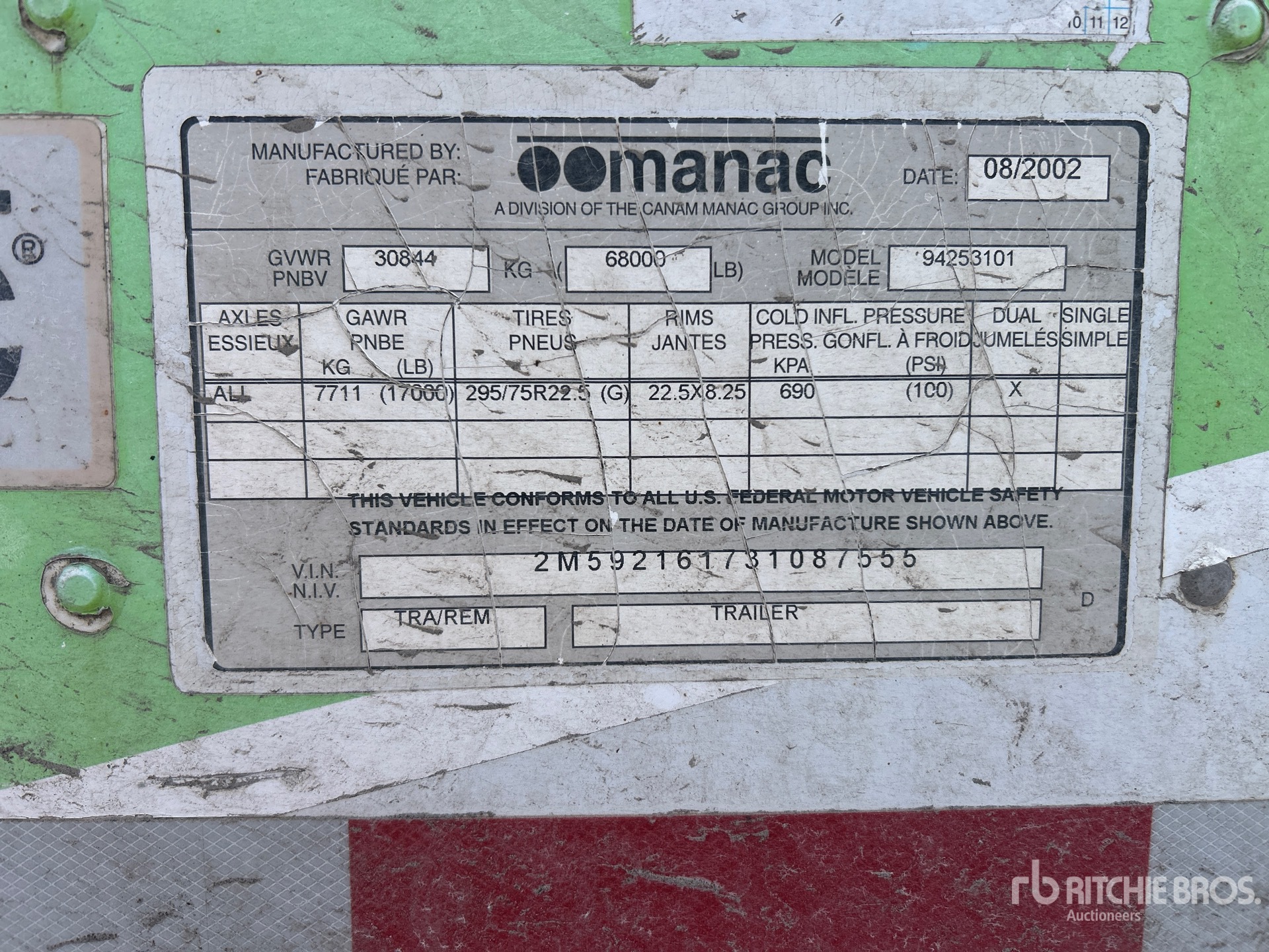 General Appearance with Serial Number / VIN