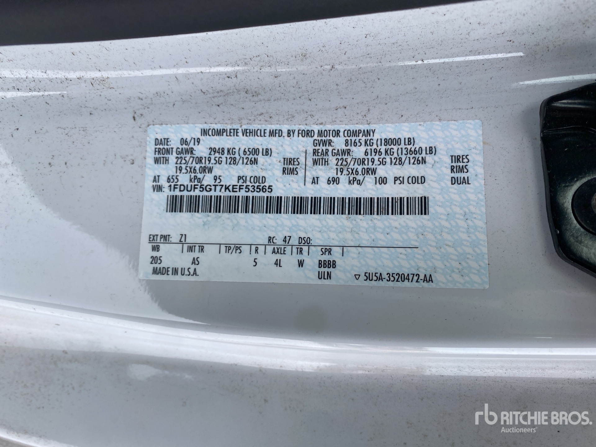 General Appearance with Serial Number / VIN