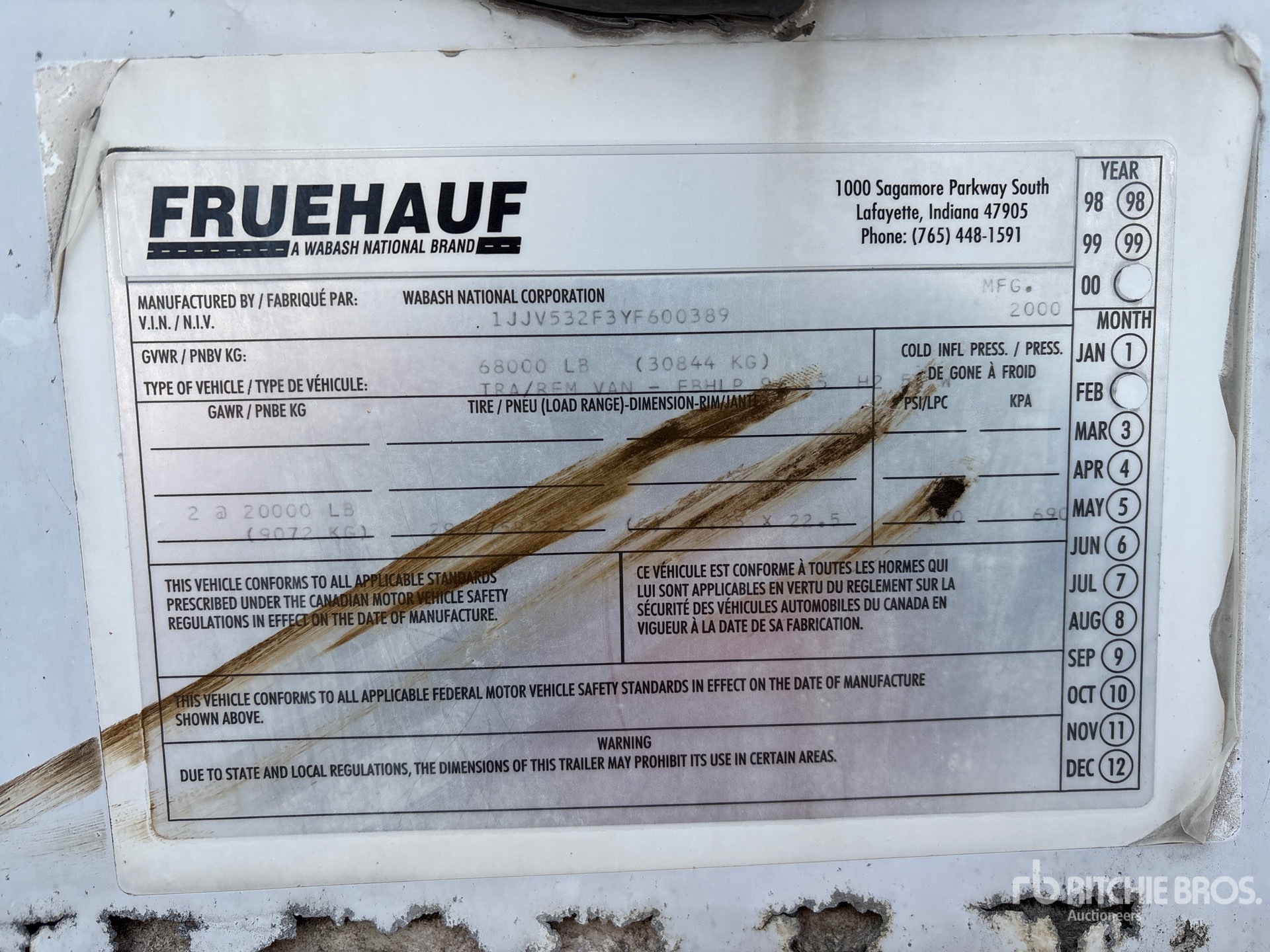 General Appearance with Serial Number / VIN