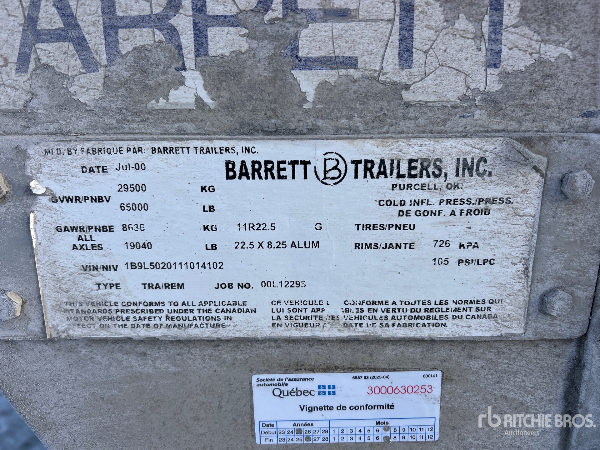 General Appearance with Serial Number / VIN