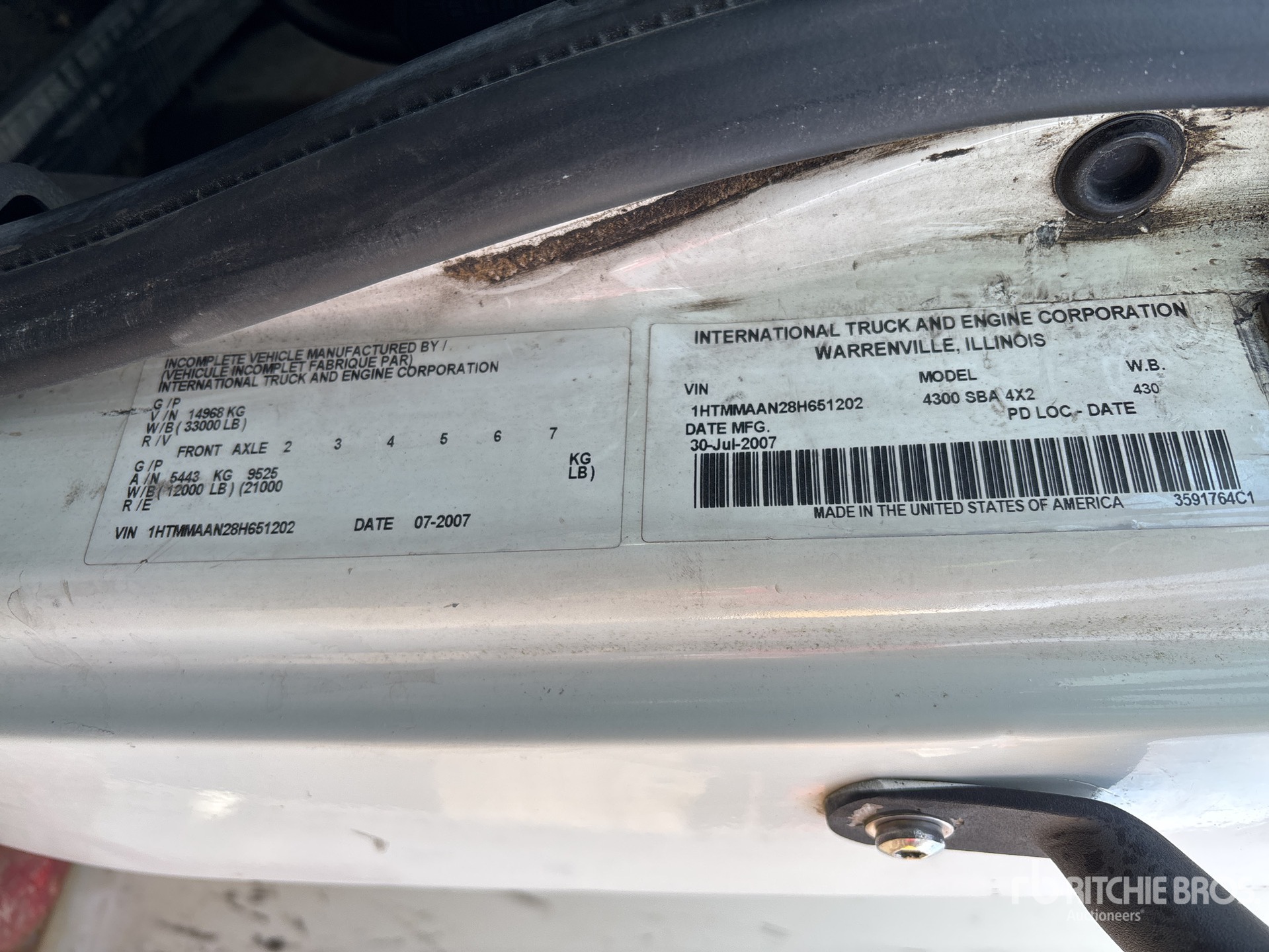 General Appearance with Serial Number / VIN