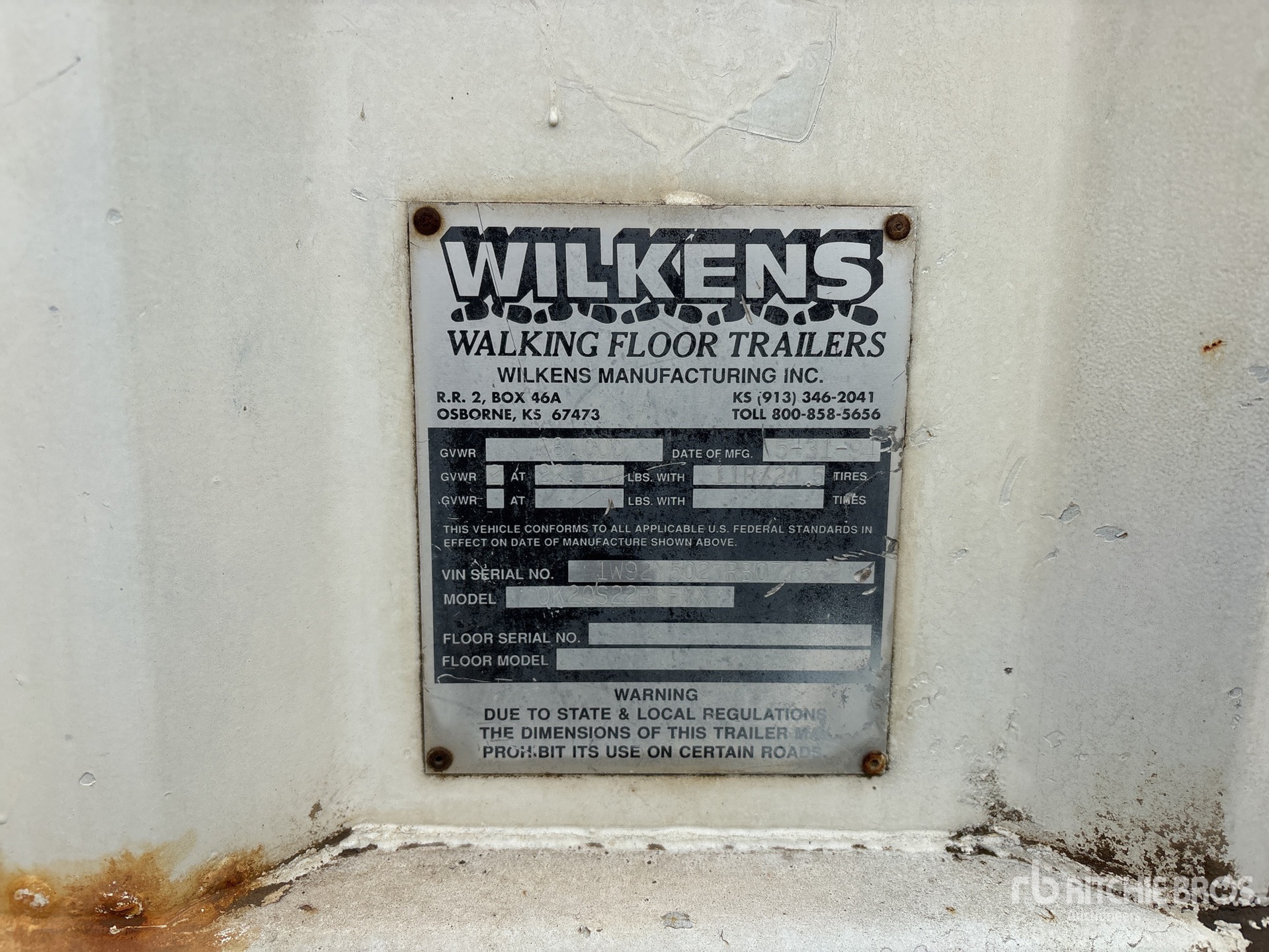 General Appearance with Serial Number / VIN