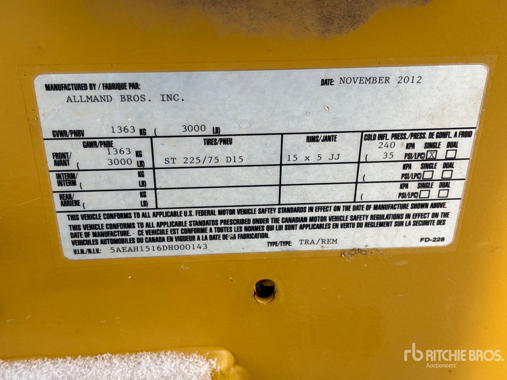 General Appearance with Serial Number / VIN