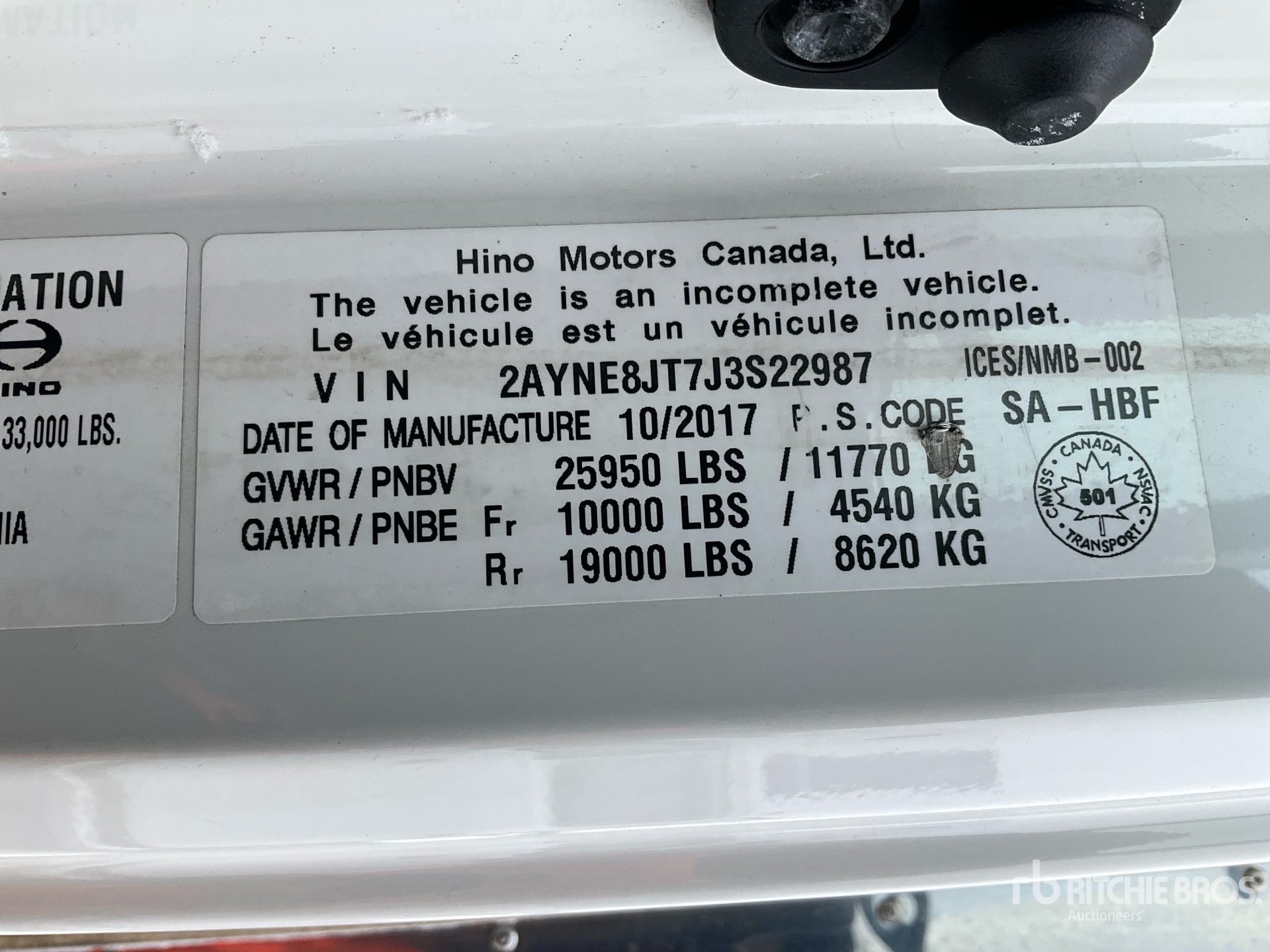 General Appearance with Serial Number / VIN