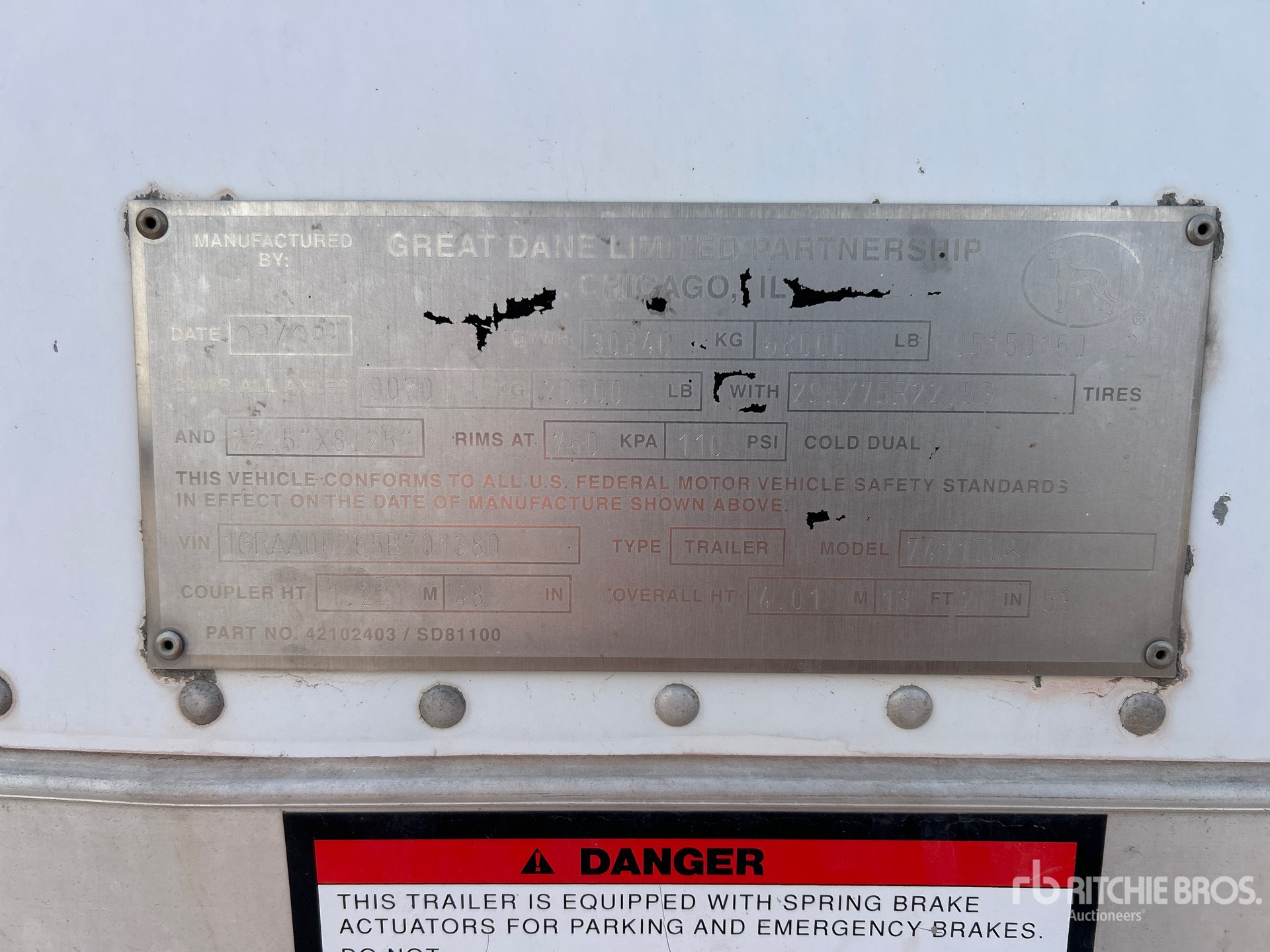 General Appearance with Serial Number / VIN