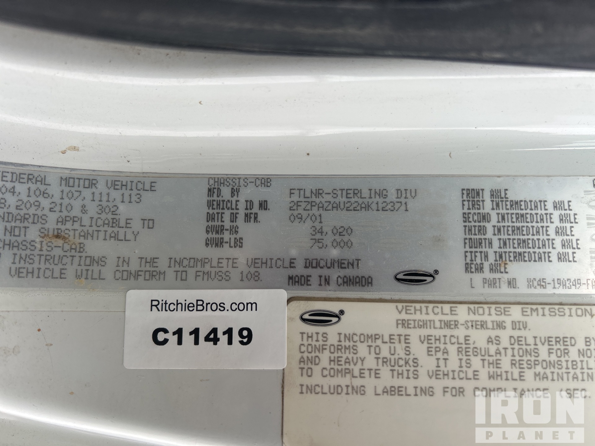 General Appearance with N.º de serie/VIN