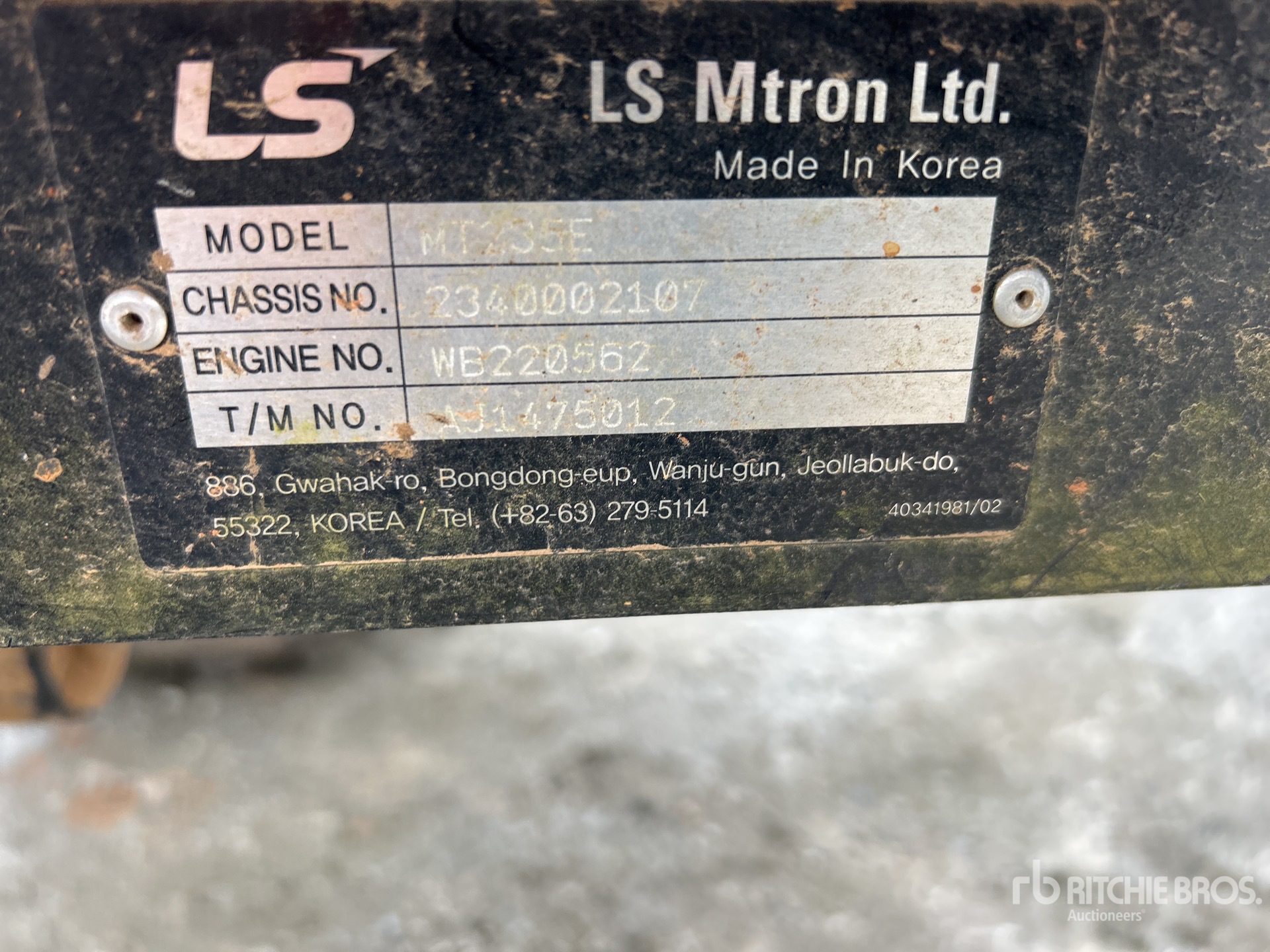 General Appearance with Serial Number / VIN