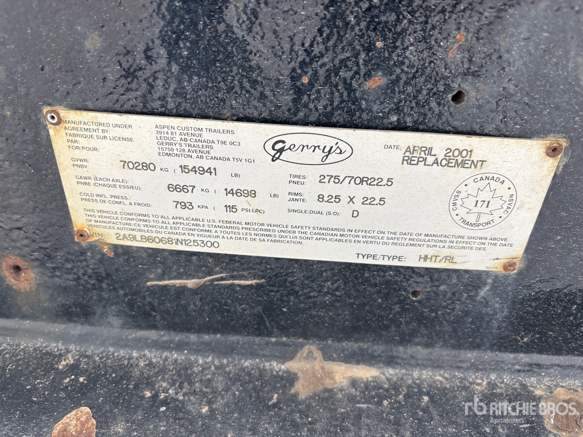 General Appearance with Serial Number / VIN