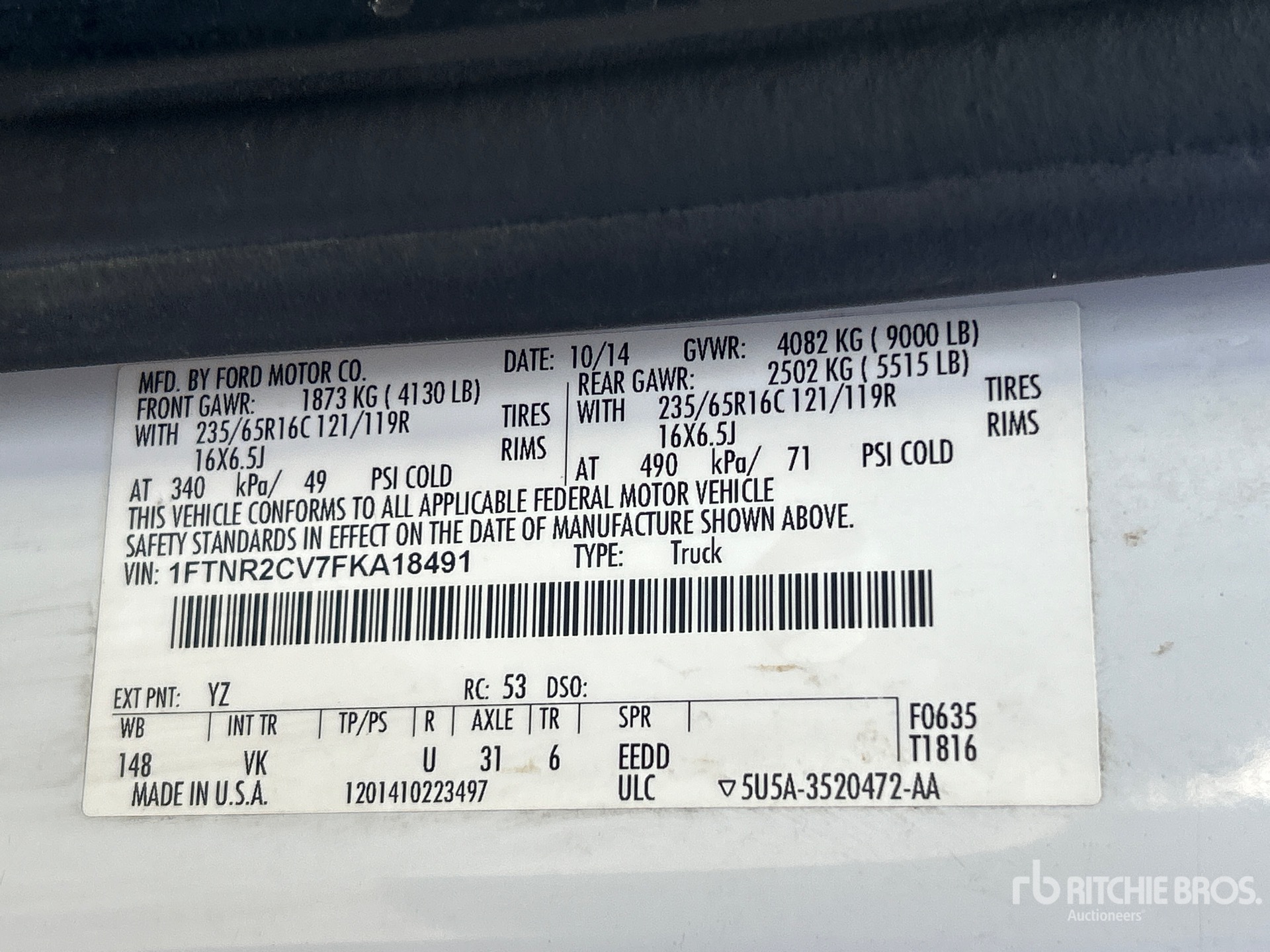 General Appearance with Serial Number / VIN