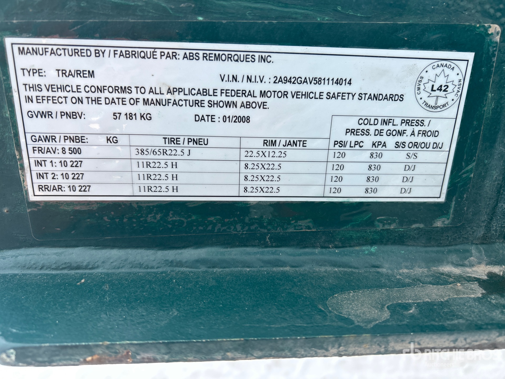 General Appearance with Serial Number / VIN