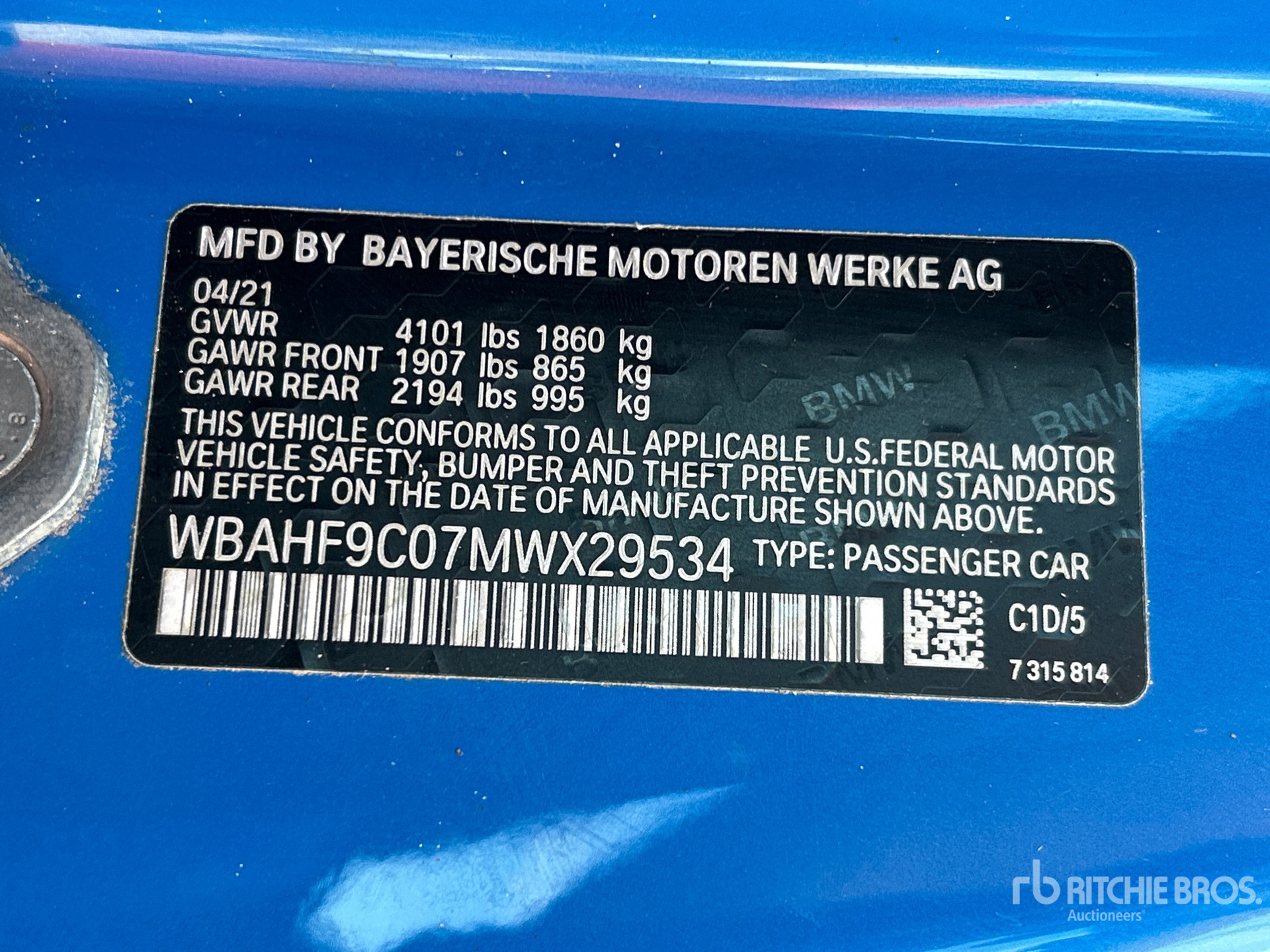 General Appearance with Serial Number / VIN