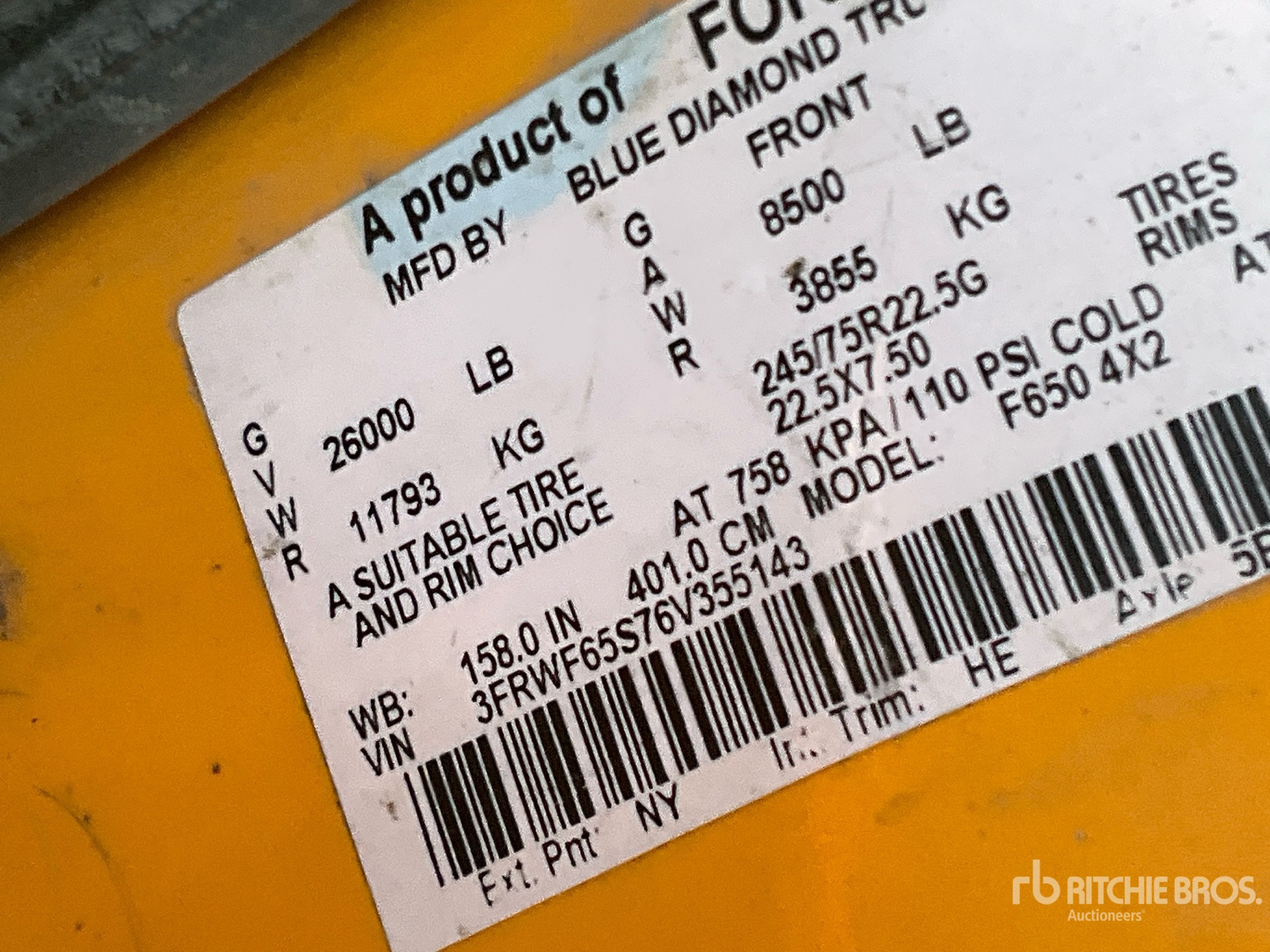 General Appearance with Serial Number / VIN