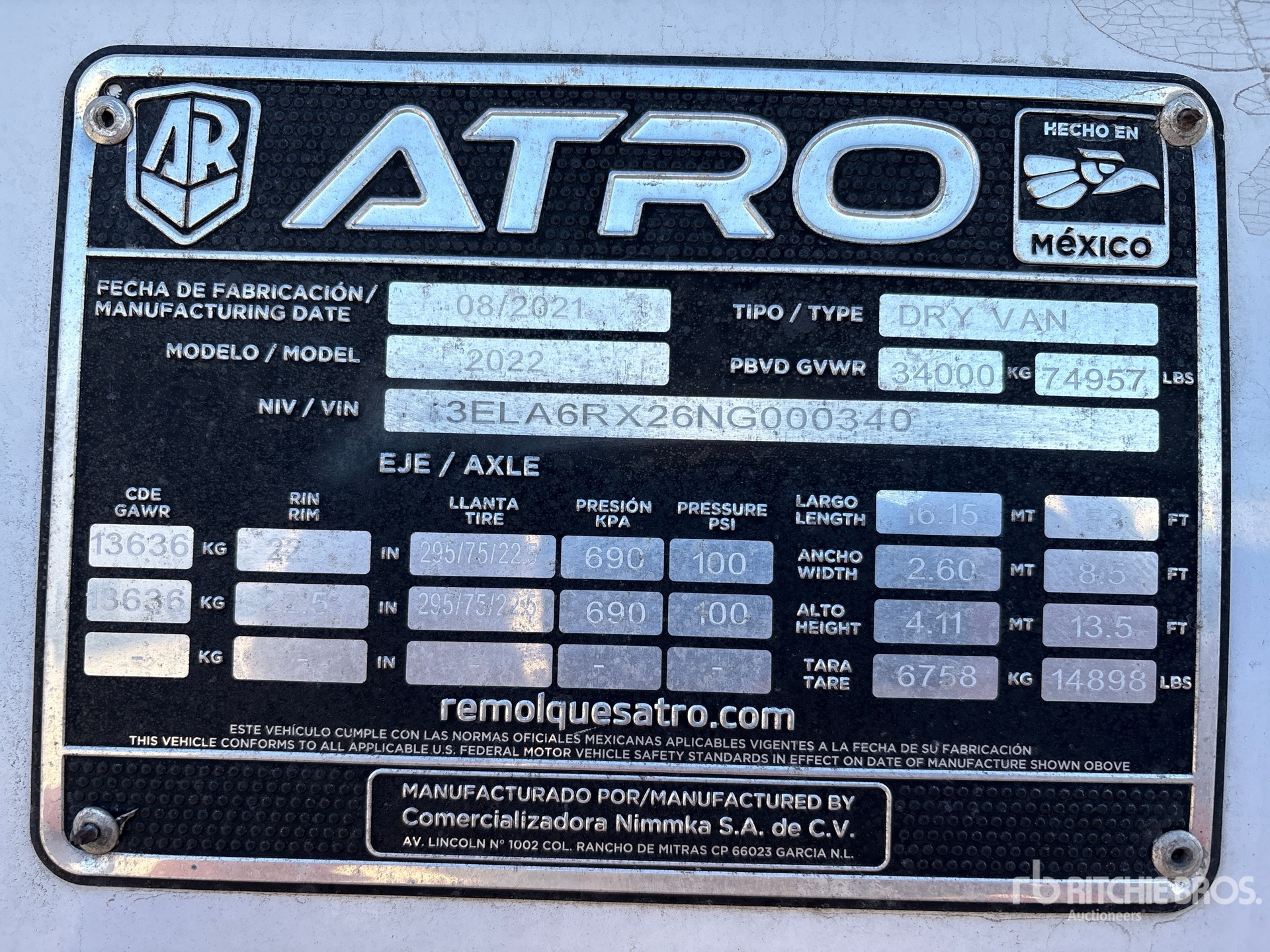 General Appearance with Serial Number / VIN