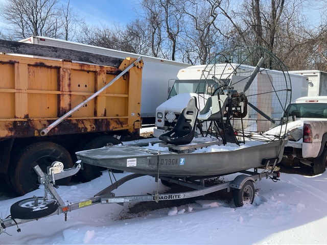 2012 12 ft Air Boat (Inoperable) w/2012 Load Rite 14120076SSW Trailer