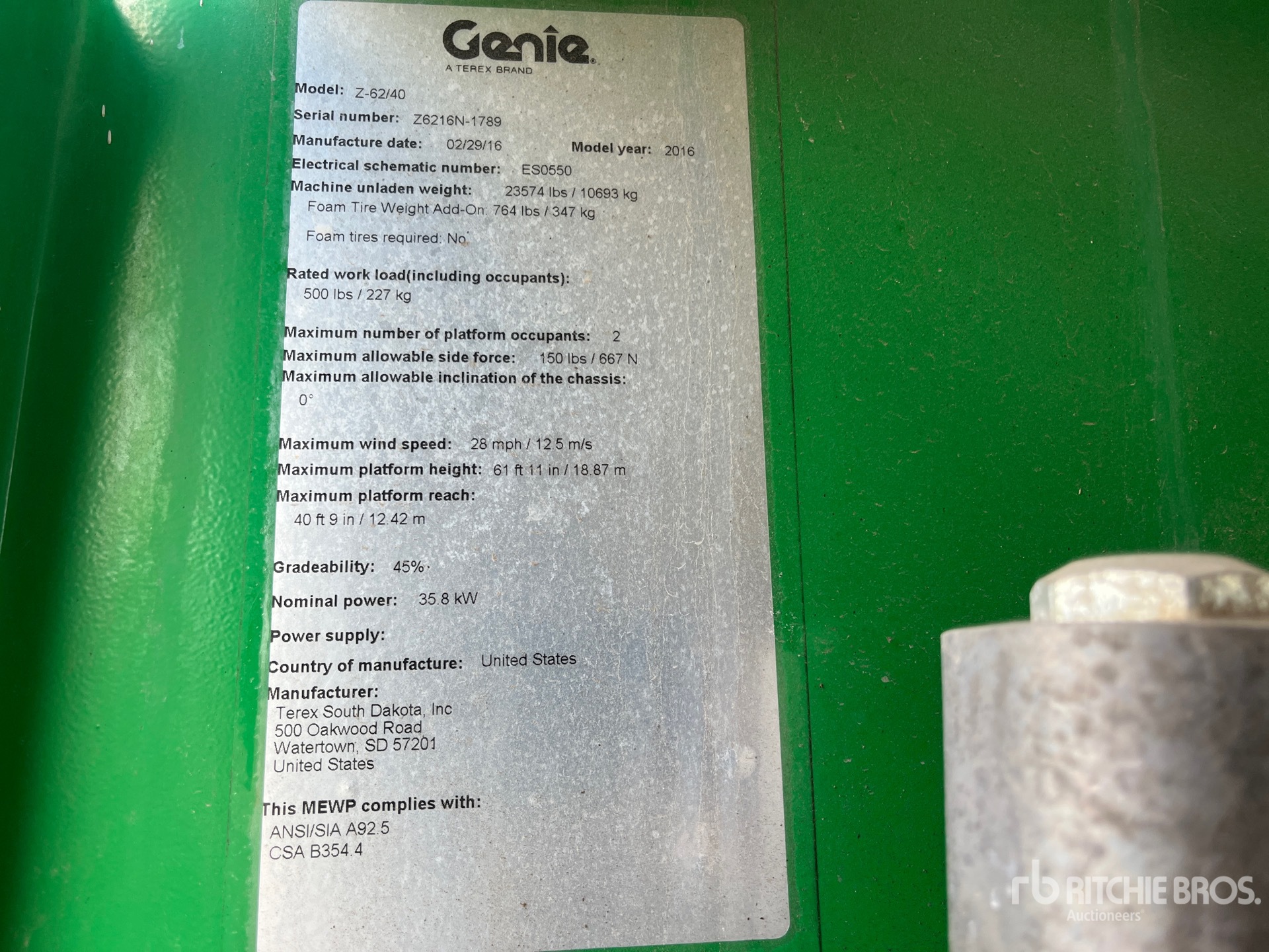 General Appearance with Serial Number / VIN