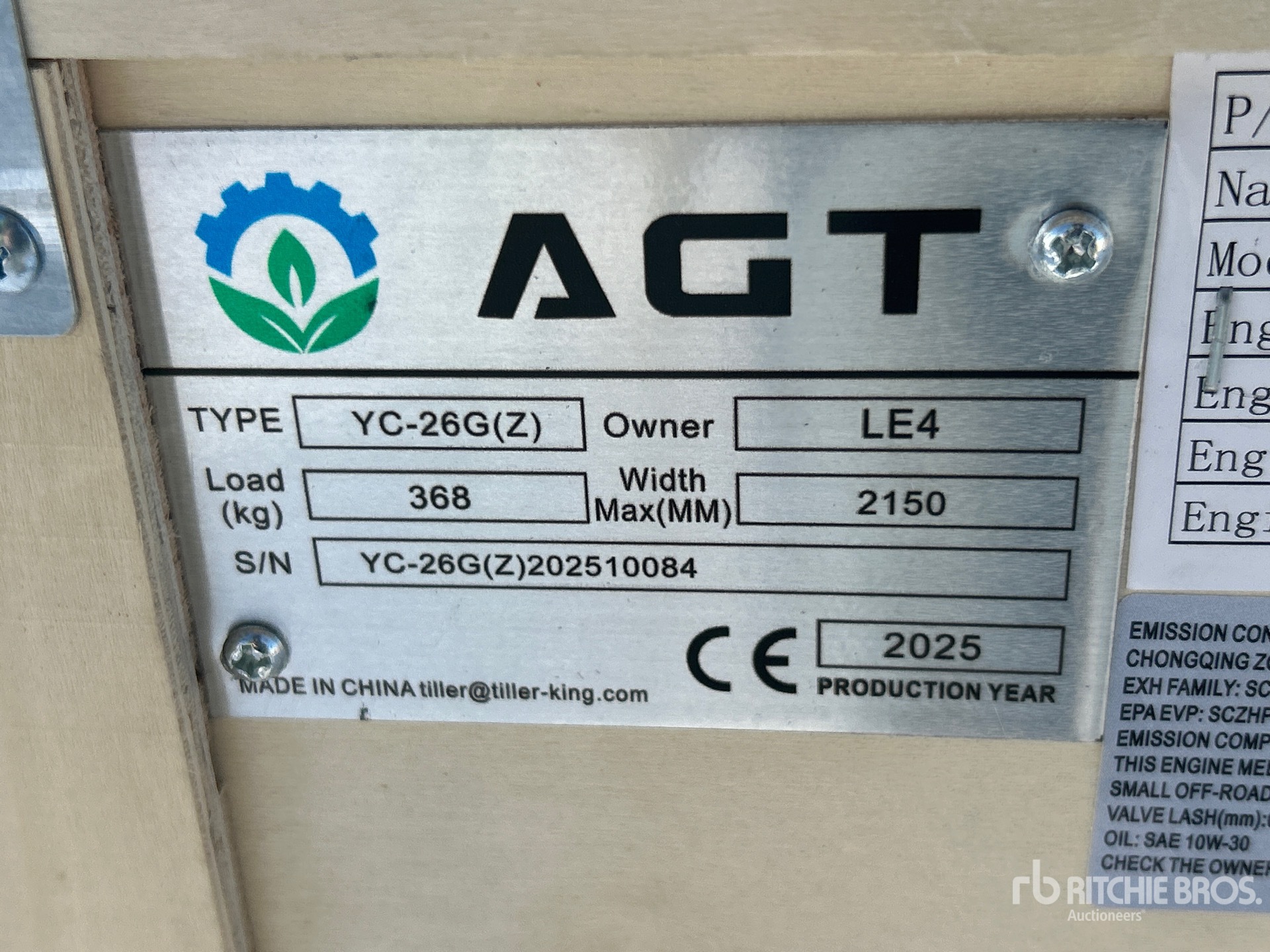 General Appearance with Serial Number / VIN