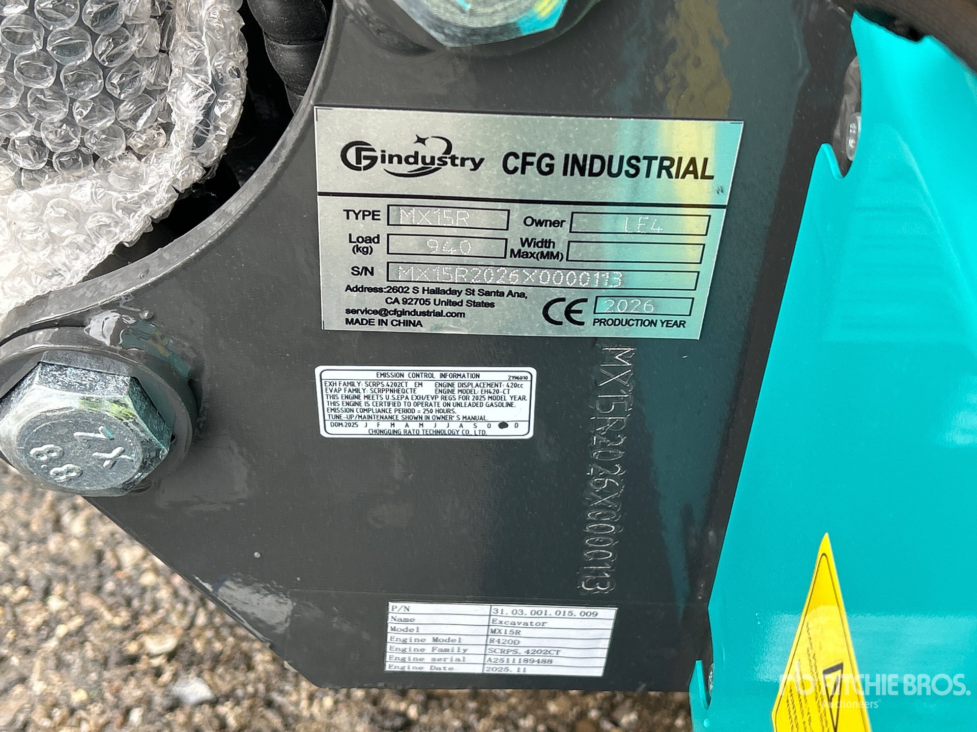 General Appearance with Serial Number / VIN