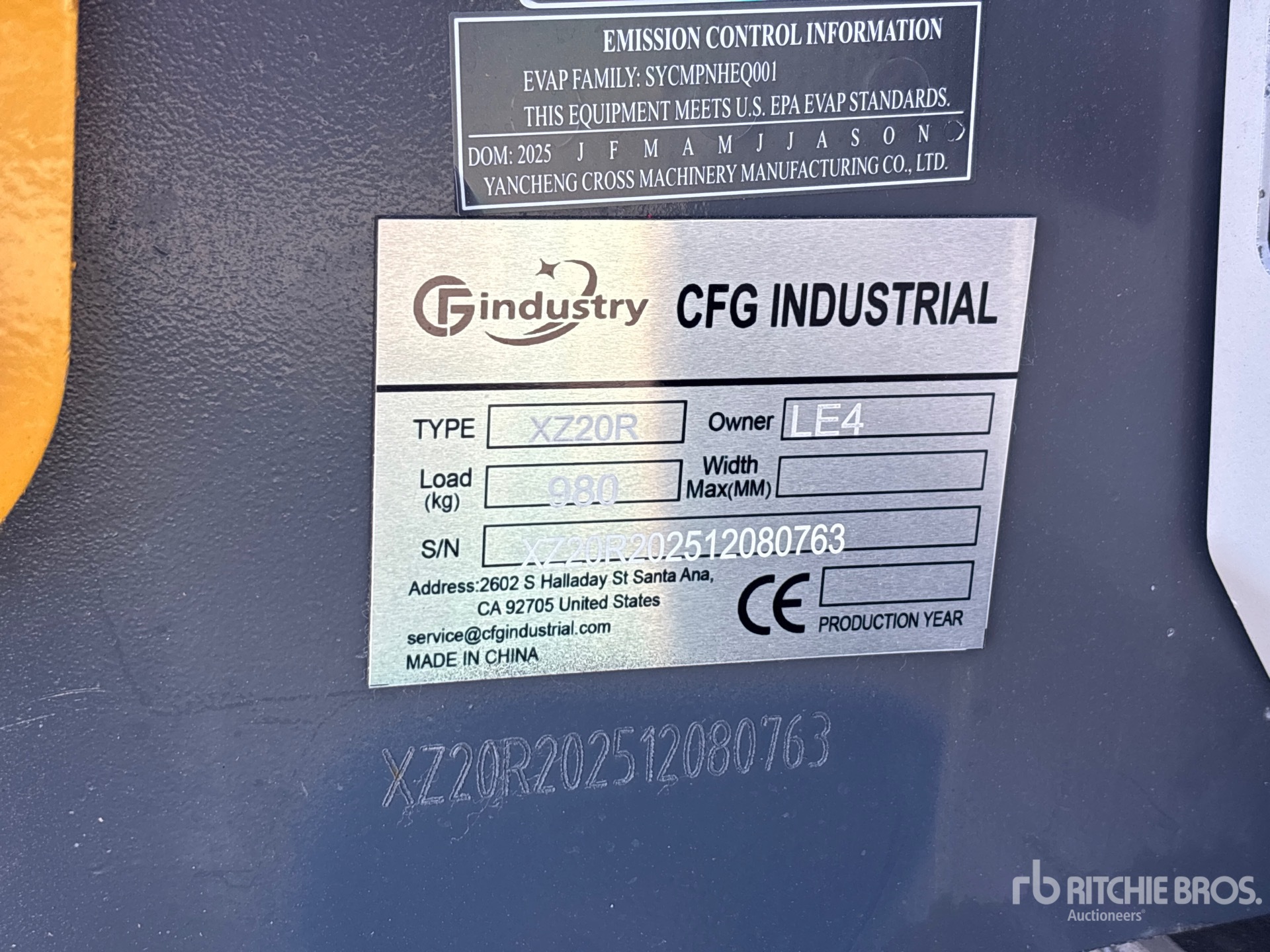 General Appearance with Serial Number / VIN