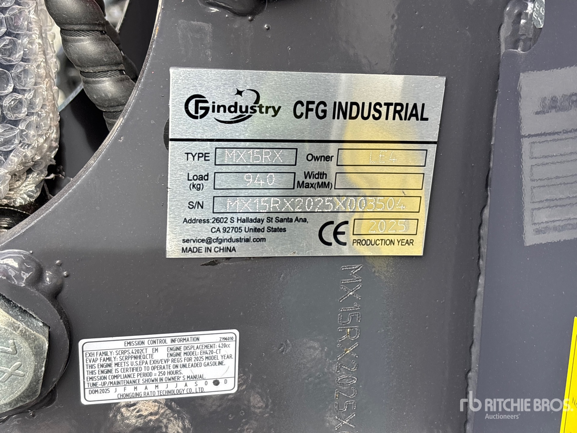 General Appearance with Serial Number / VIN