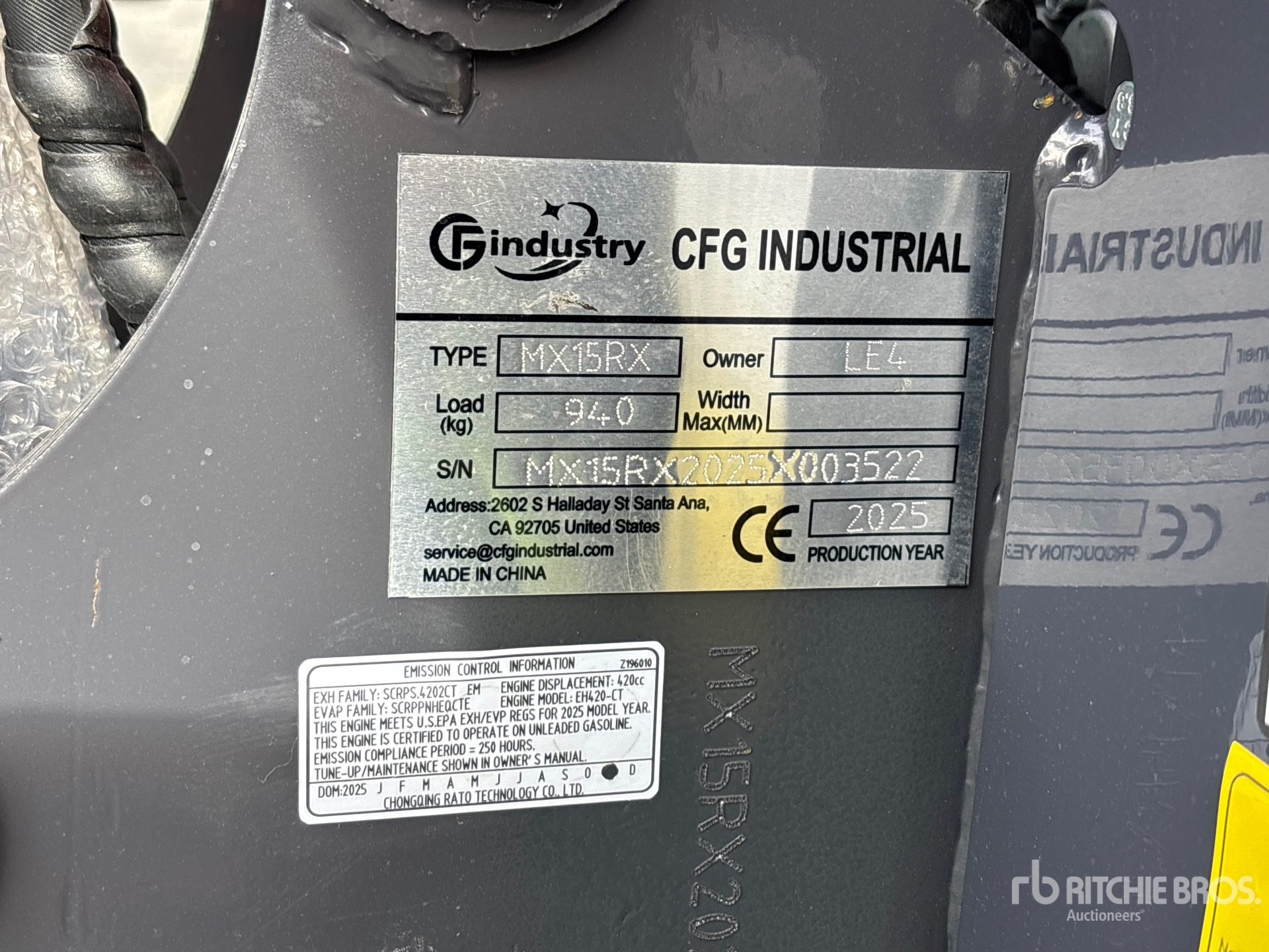 General Appearance with Serial Number / VIN