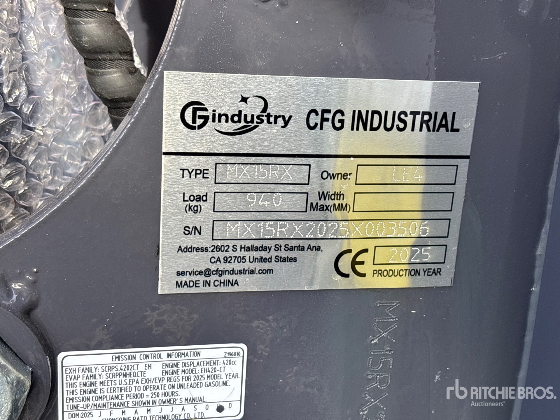 General Appearance with Serial Number / VIN