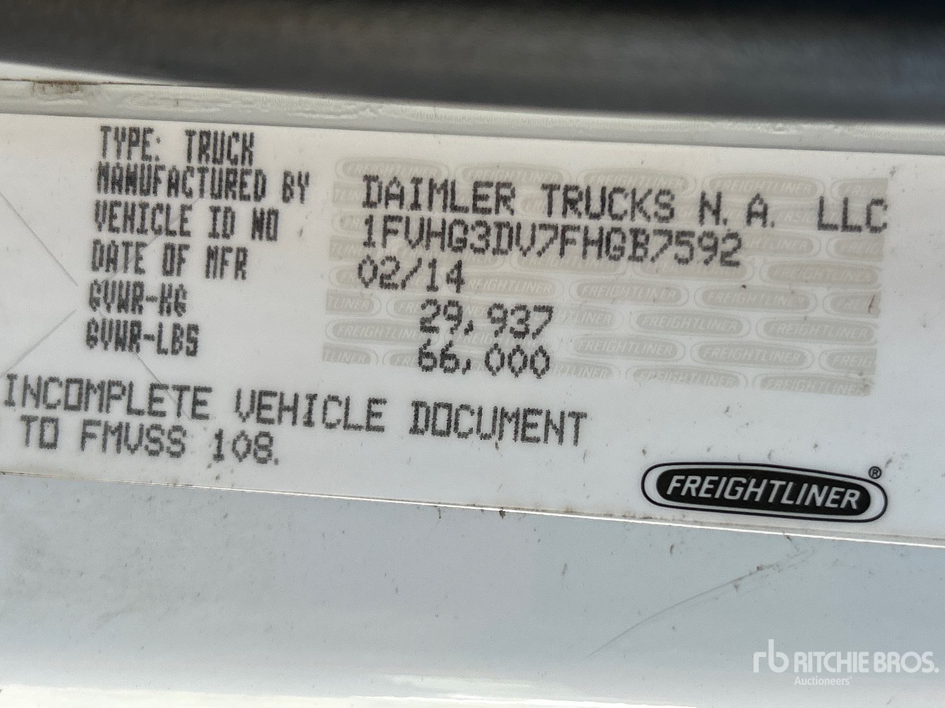 General Appearance with Serial Number / VIN