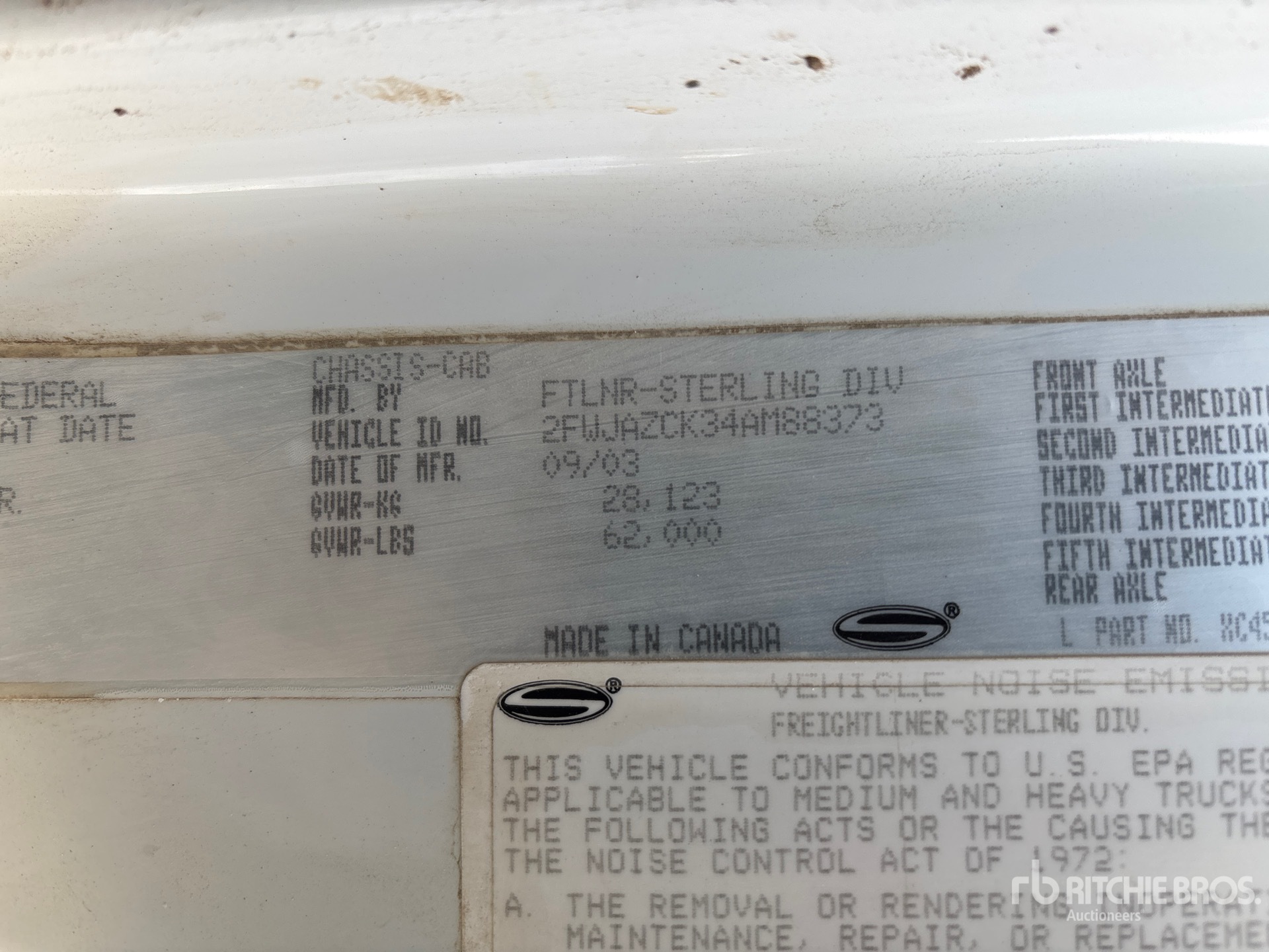 General Appearance with Serial Number / VIN