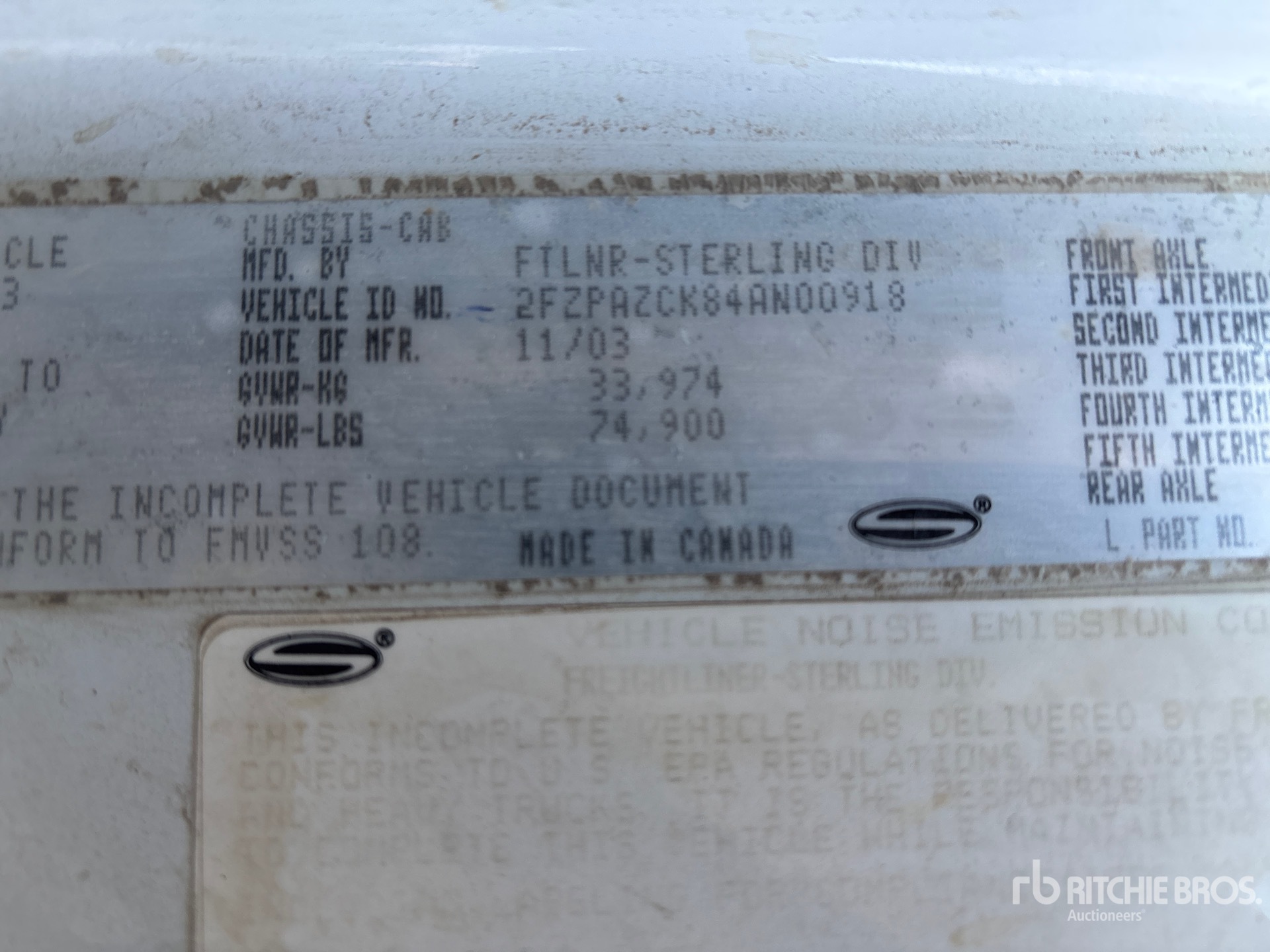 General Appearance with Serial Number / VIN