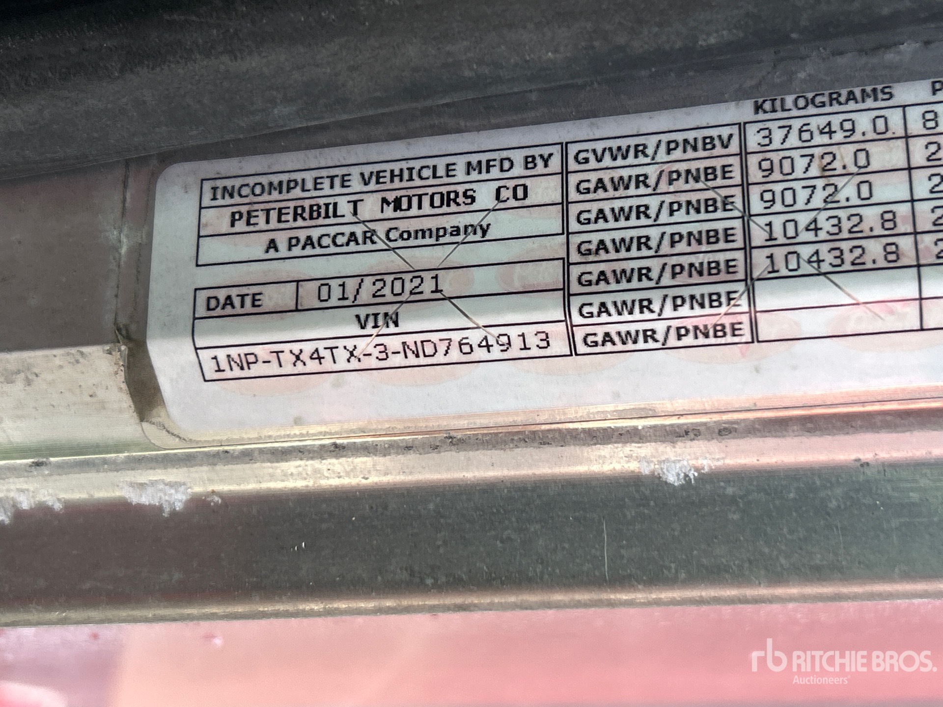 General Appearance with Serial Number / VIN