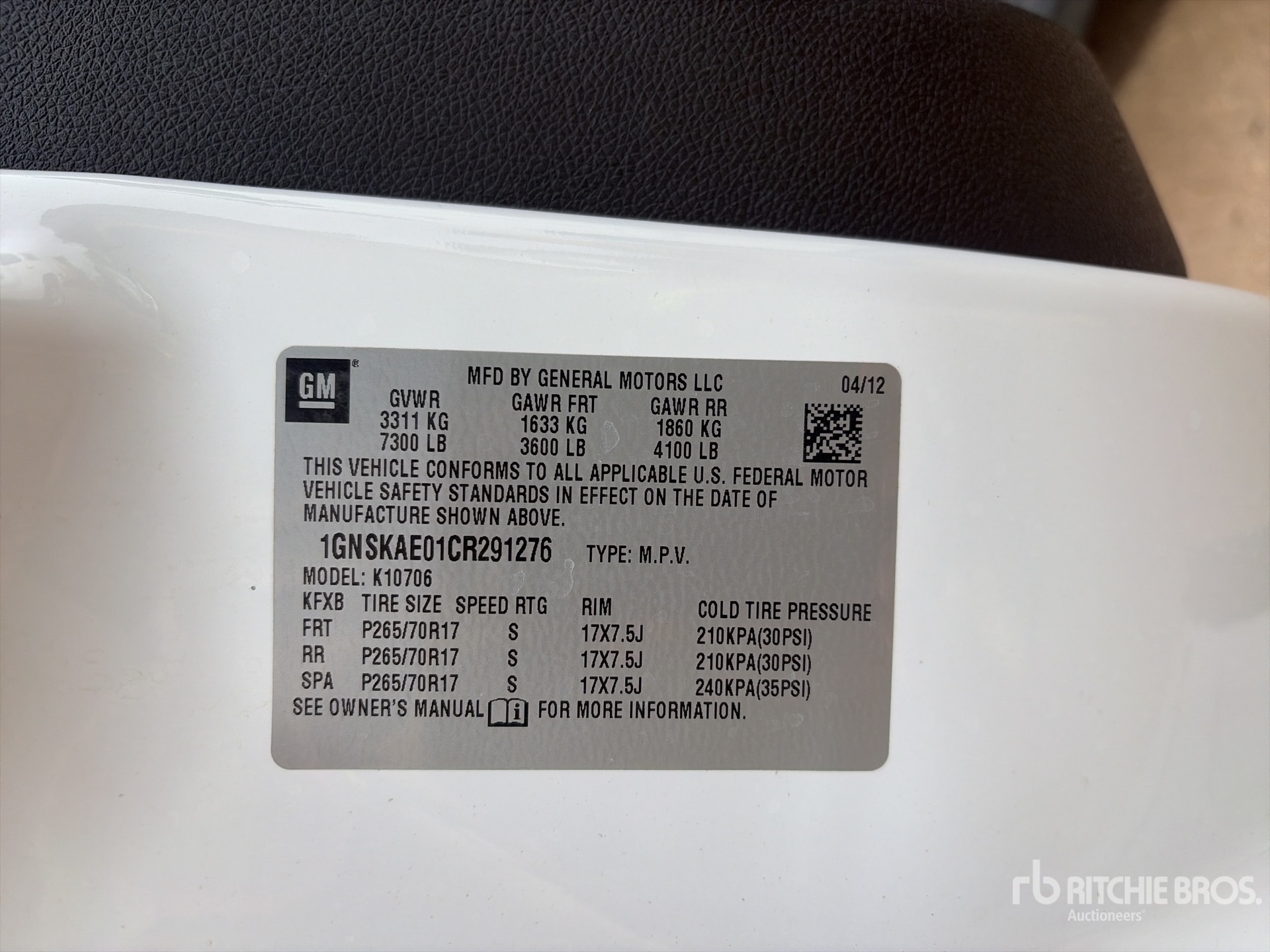 General Appearance with Serial Number / VIN