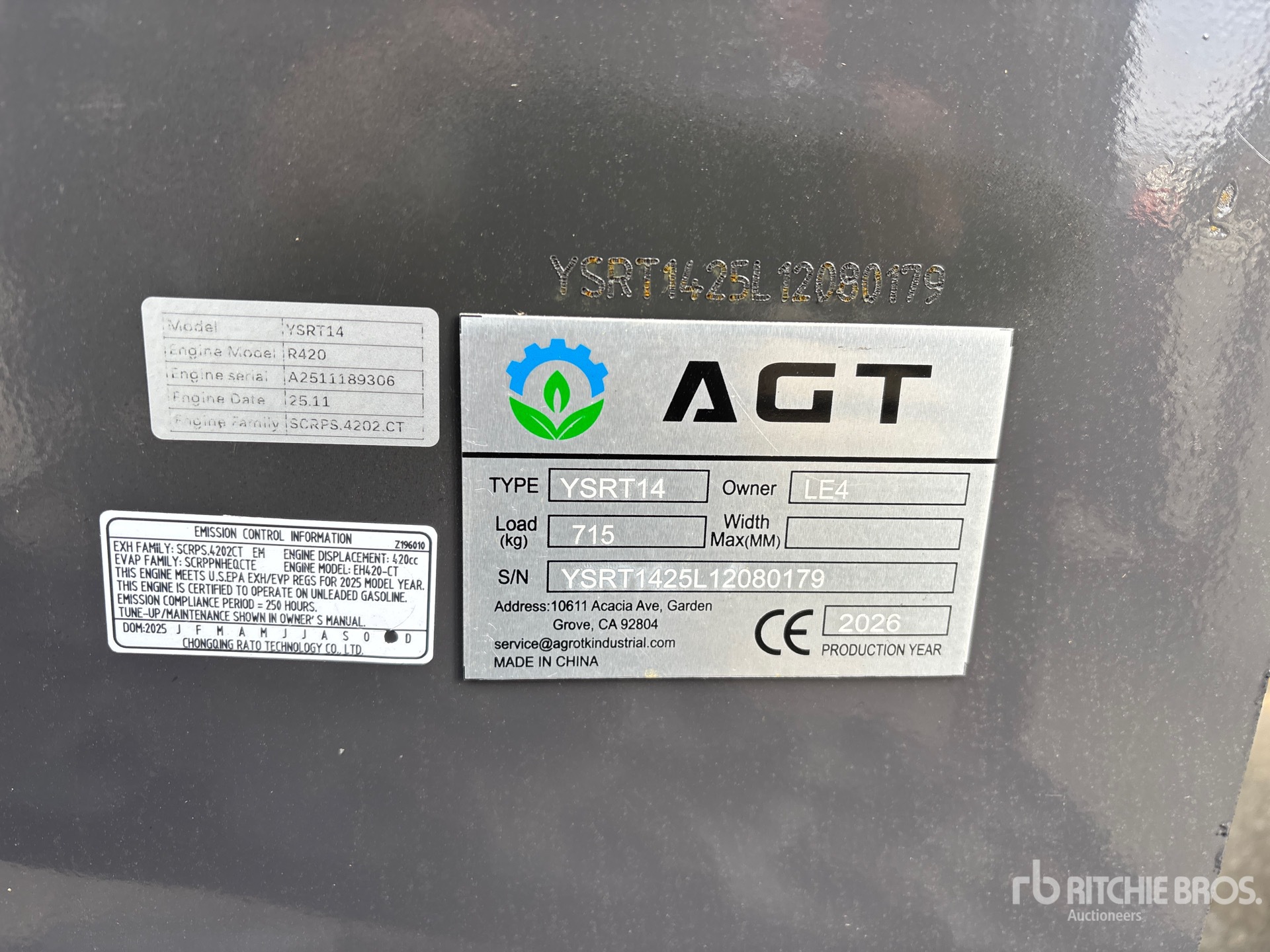 General Appearance with Serial Number / VIN