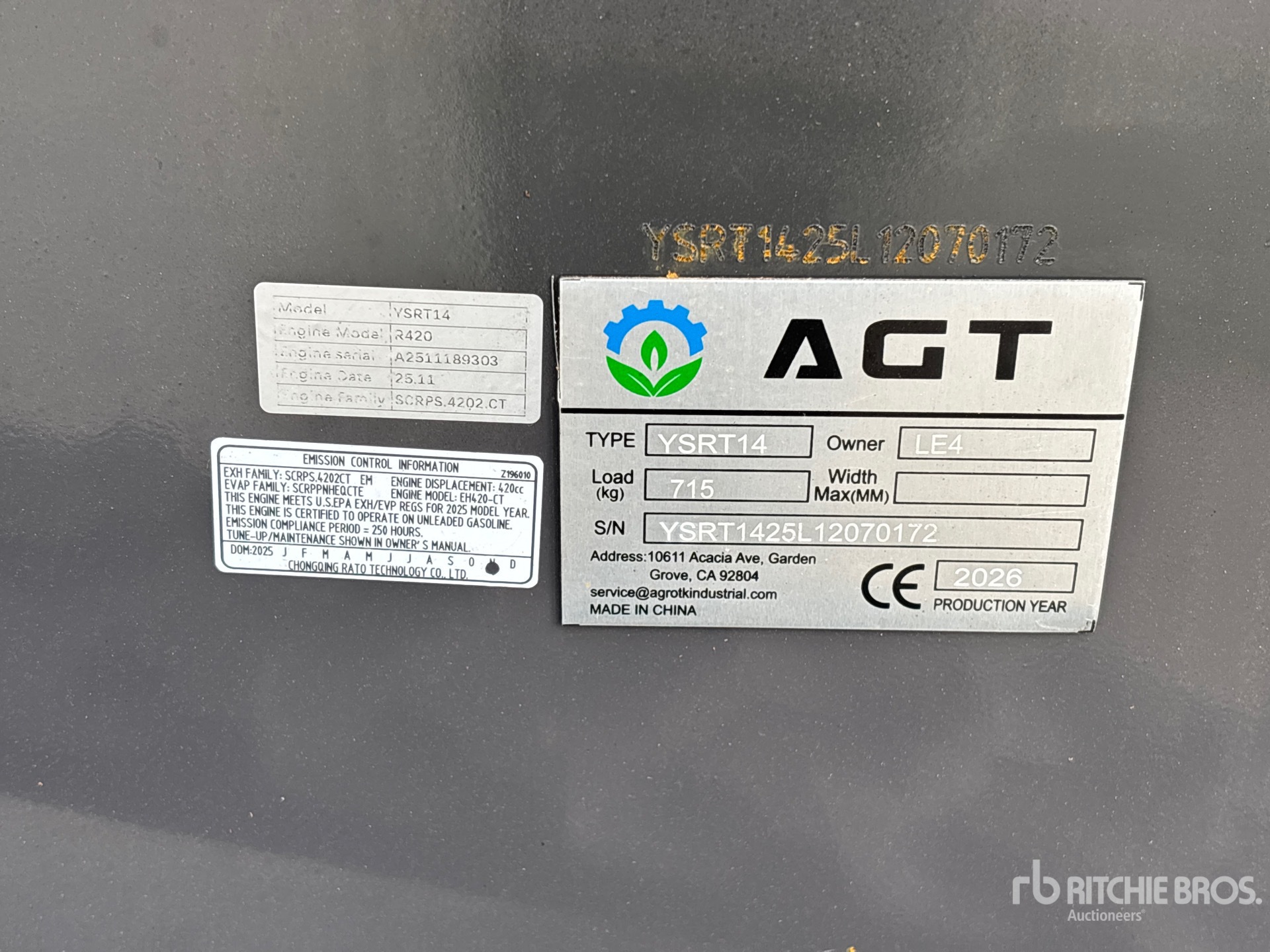 General Appearance with Serial Number / VIN