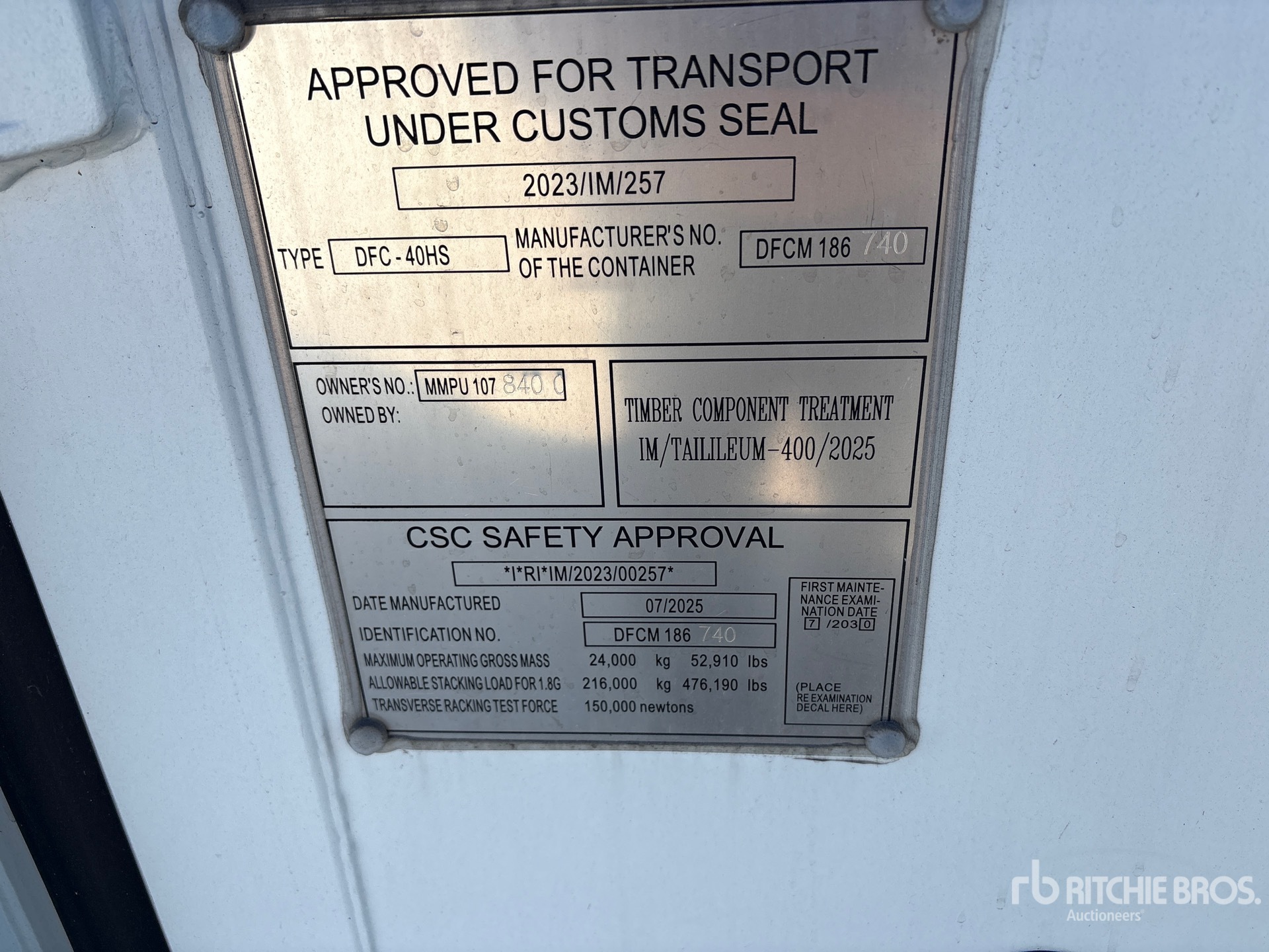 General Appearance with Serial Number / VIN