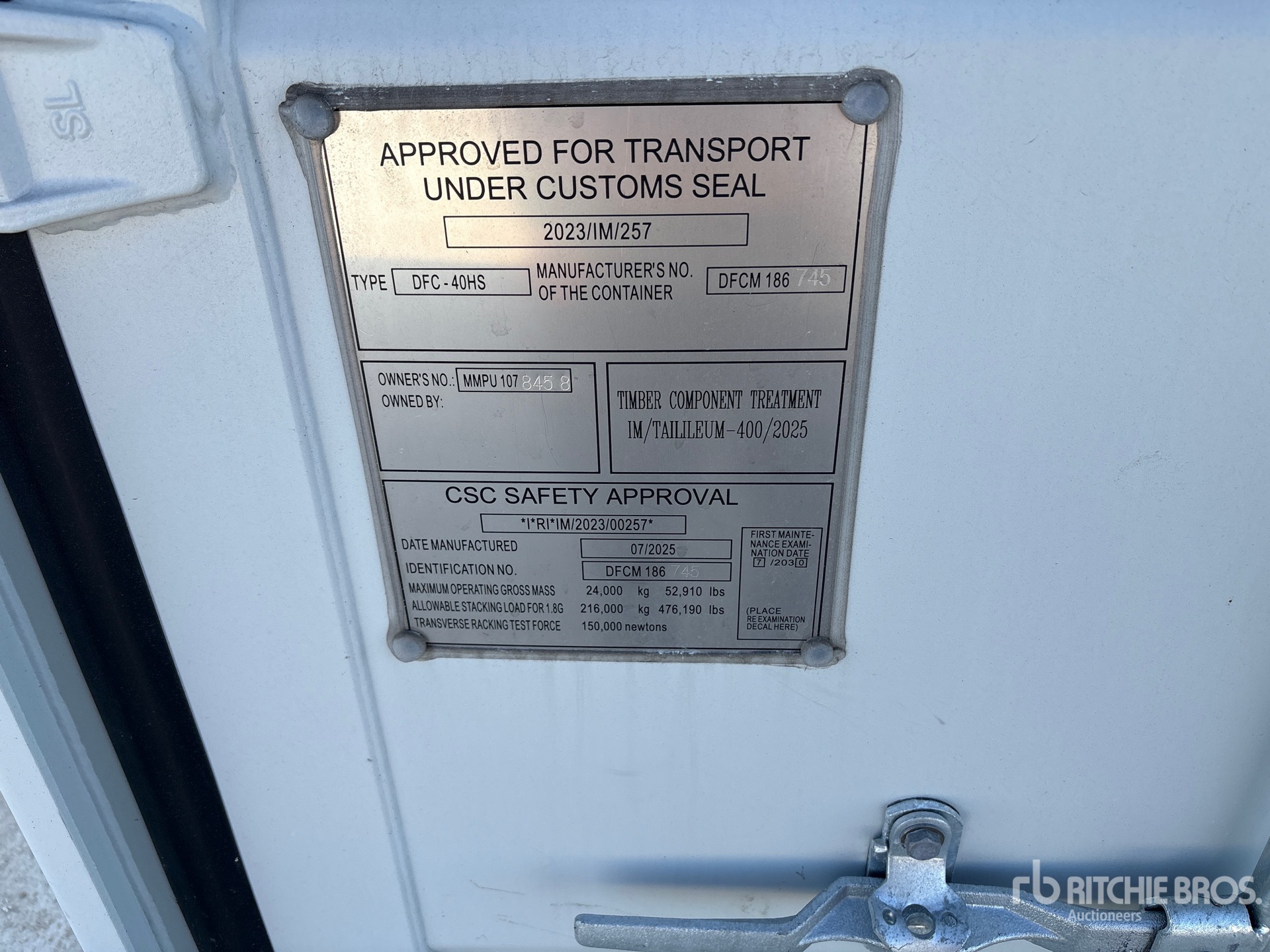 General Appearance with Serial Number / VIN