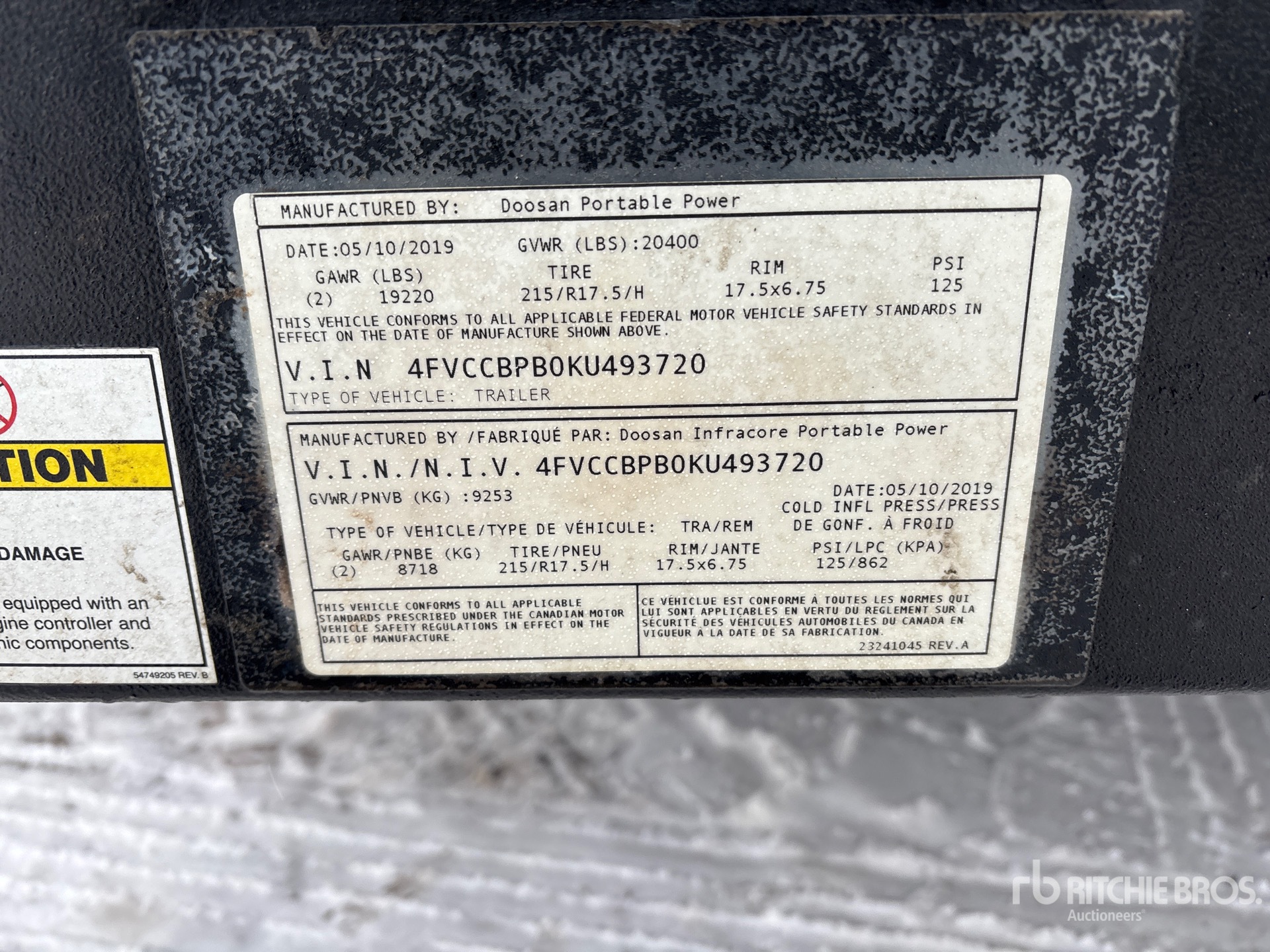 General Appearance with Serial Number / VIN