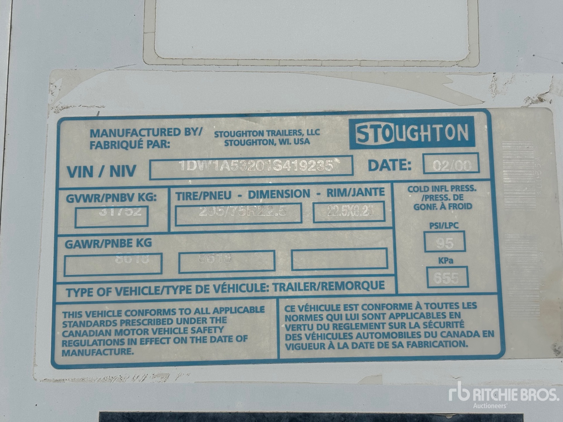 General Appearance with Serial Number / VIN