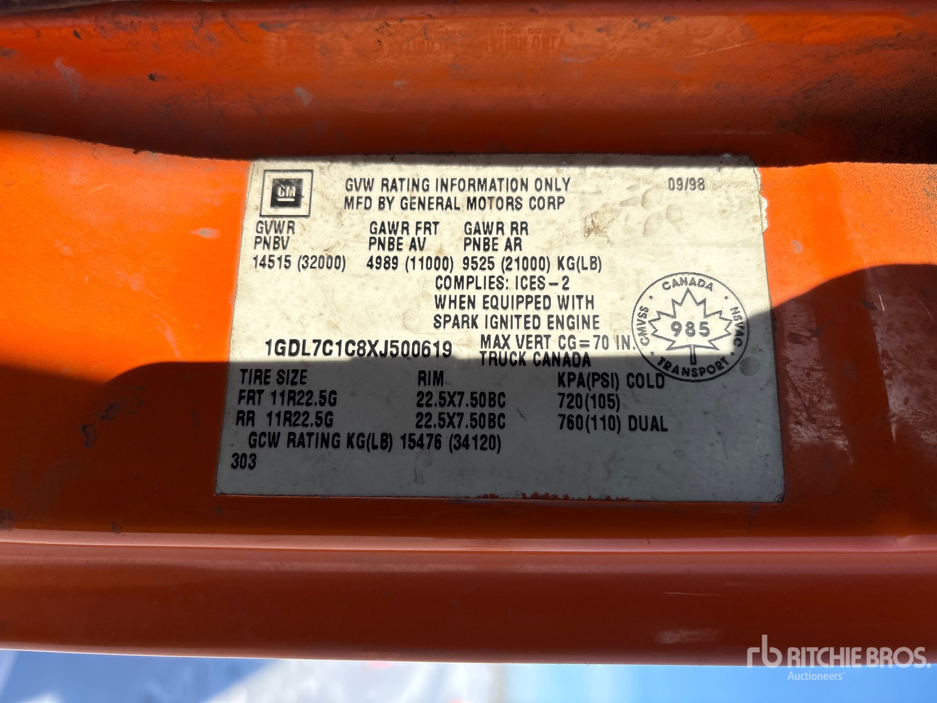 General Appearance with Serial Number / VIN