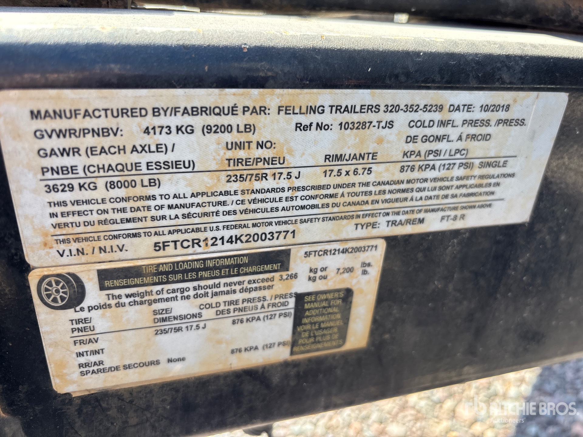 General Appearance with Serial Number / VIN