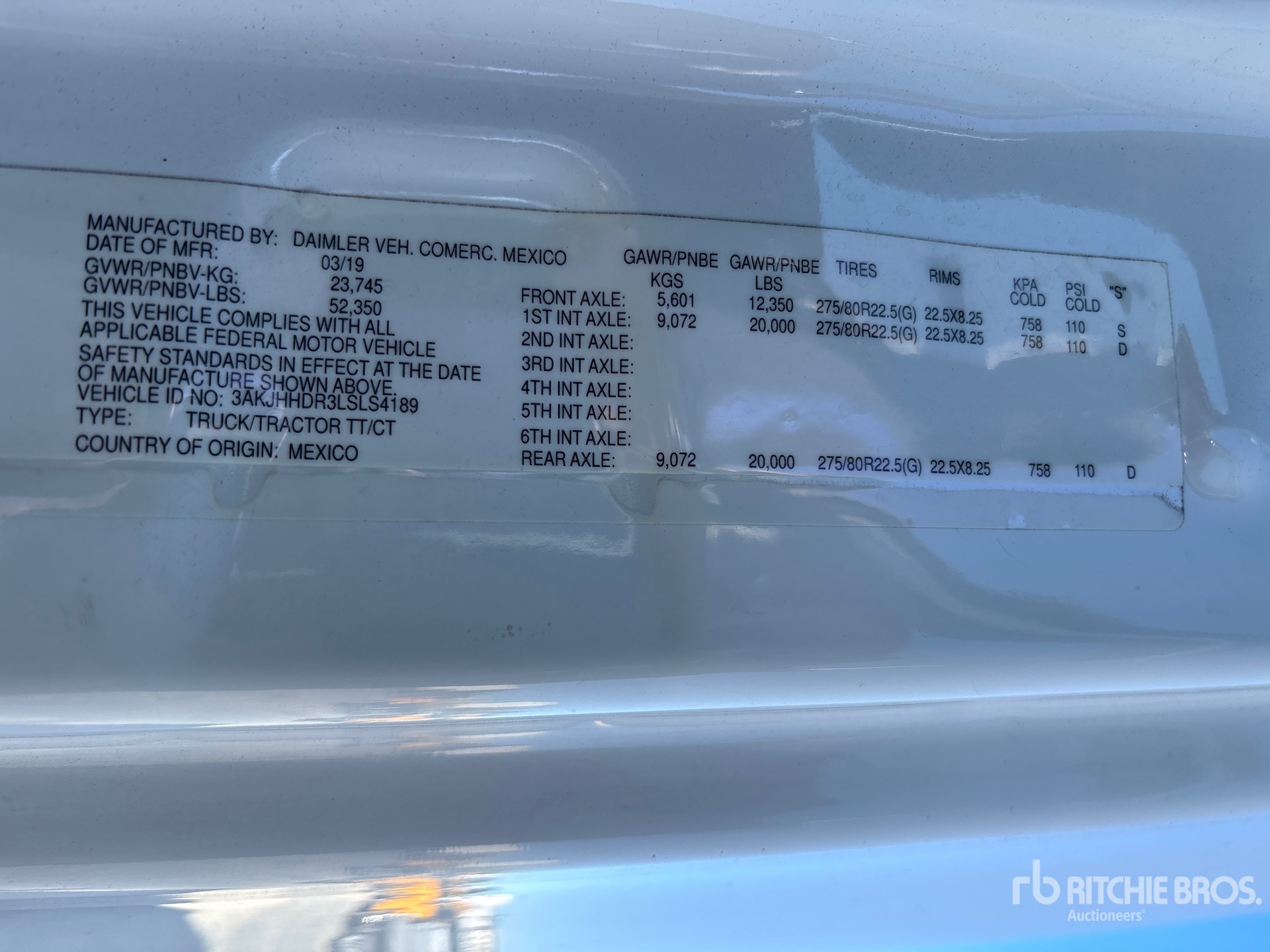 General Appearance with Serial Number / VIN