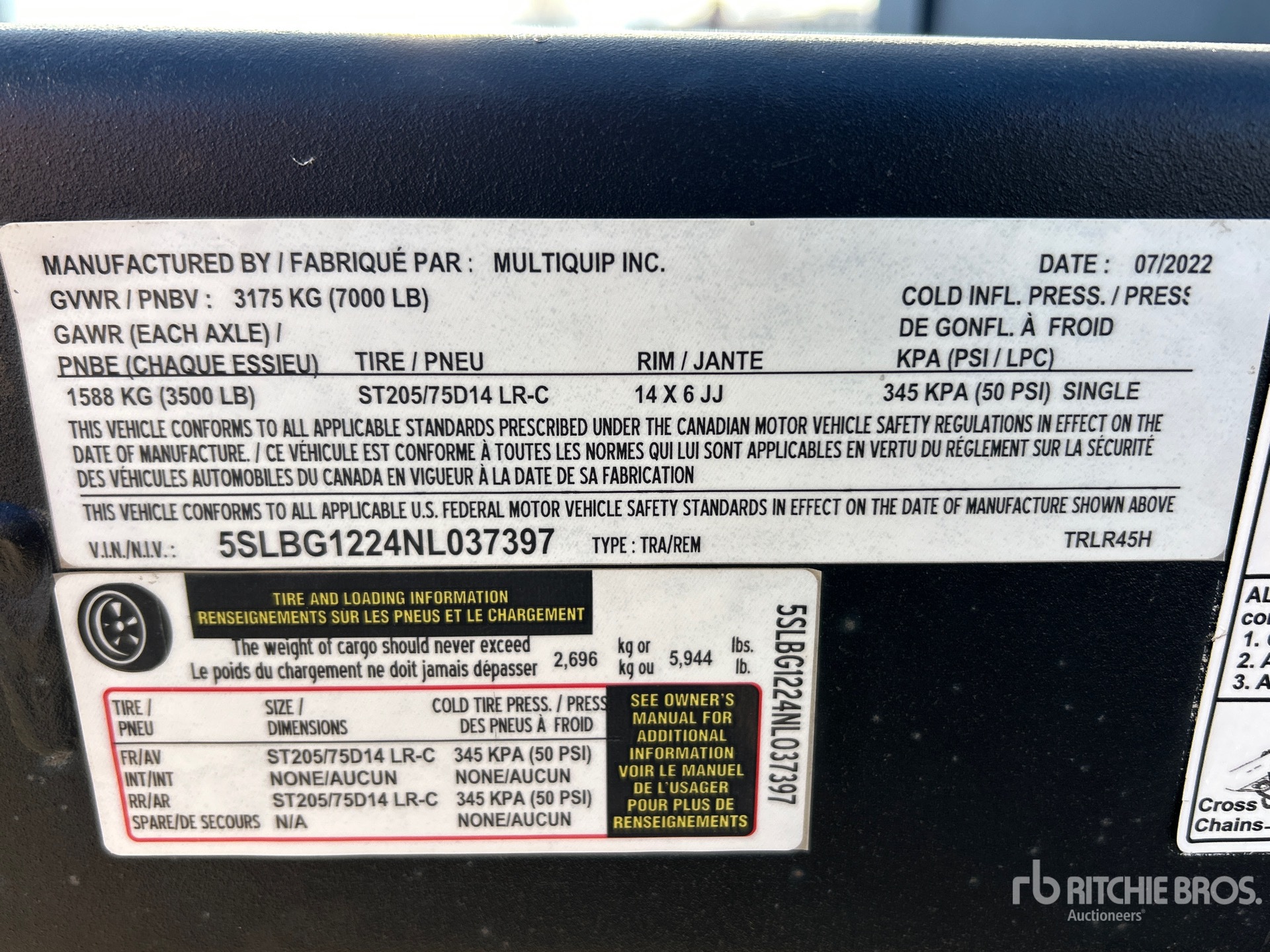 General Appearance with N.º de serie/VIN