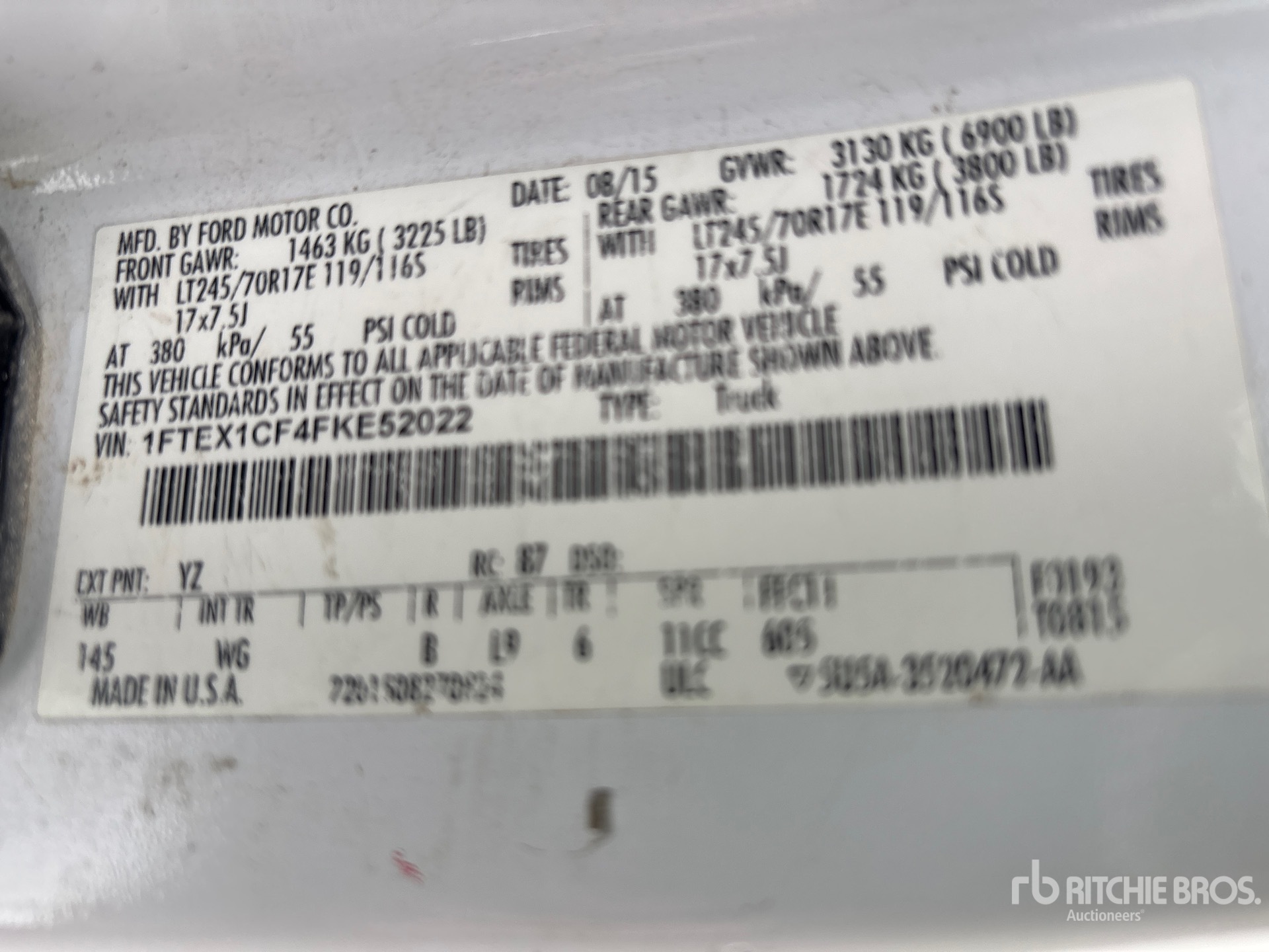 General Appearance with Serial Number / VIN