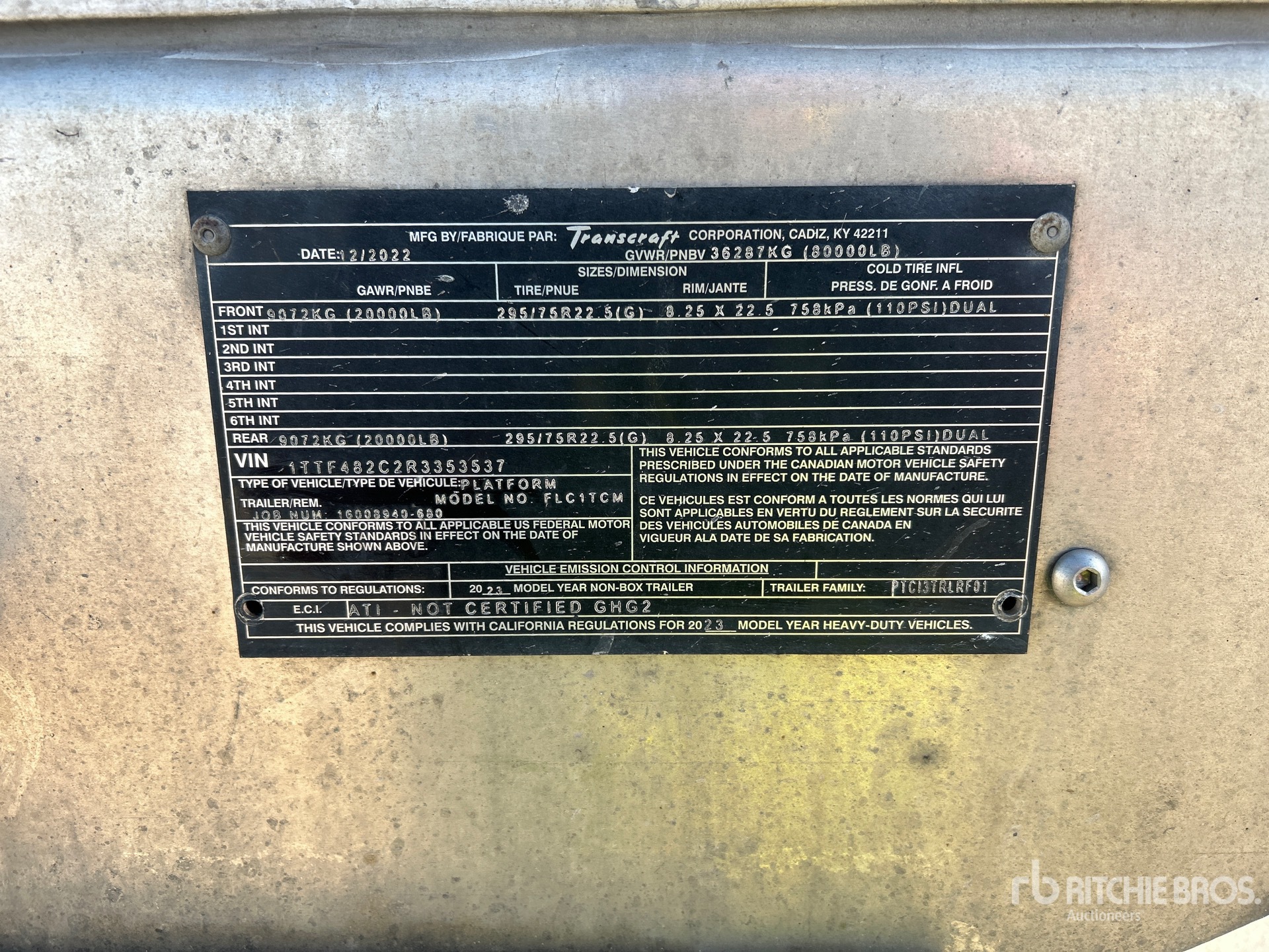 General Appearance with Serial Number / VIN