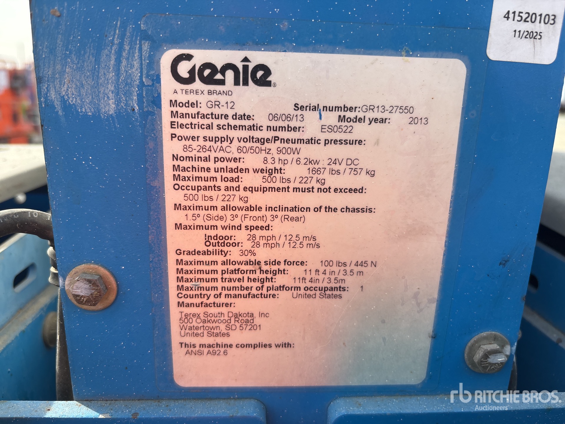 General Appearance with N.º de serie/VIN