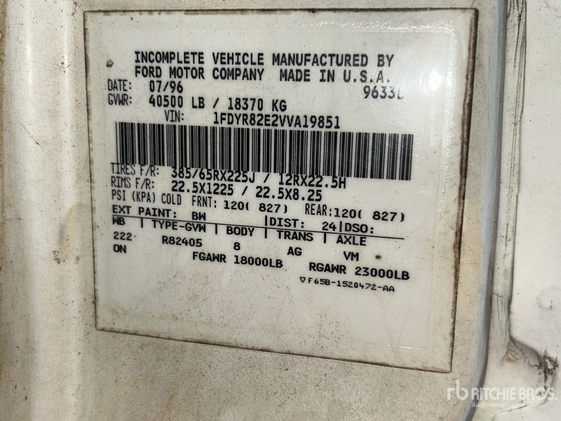 General Appearance with Serial Number / VIN